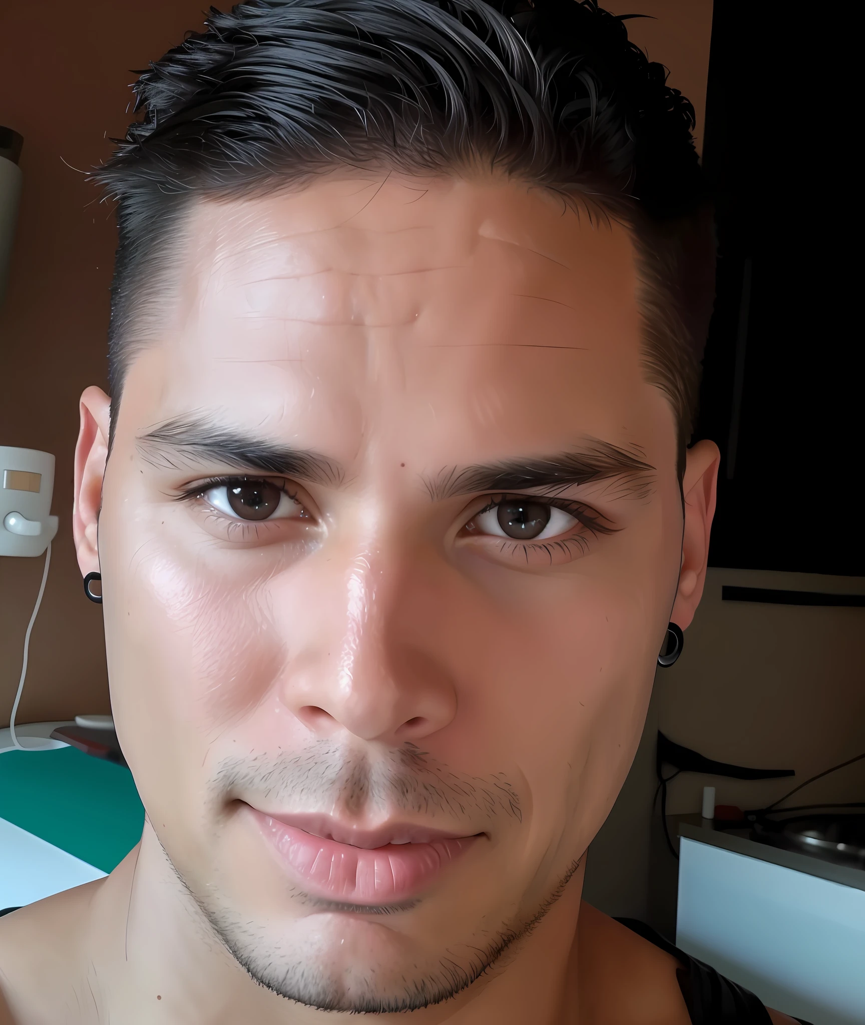 there is a man with a black shirt and a black tie, 3 2 anos, 2 9 anos, 2 8 anos, 2 7 anos, 38 anos, andres rios, (38 anos), 3 6 anos, 3 5 anos, 35 anos, 2 3 anos, rosto raspado limpo