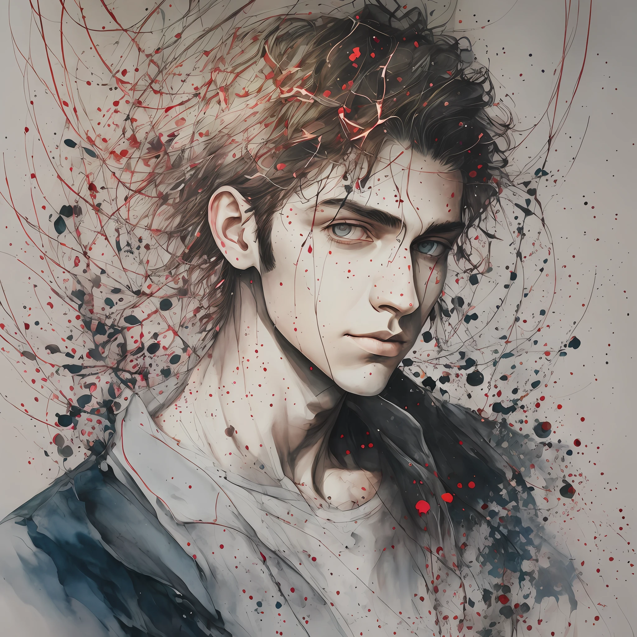 Agnes Cecile's man, luminous design, pastel colors, ink drops, autumn lights