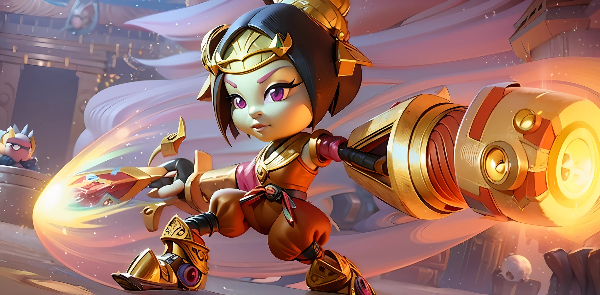 um close up de um personagem de desenho animado segurando uma bola de fogo, Orianna, Personagem de League of Legends, de League of Legends, arte detalhada Onmyoji, Senna de League of Legends, Ne zha de smite | | | | | | | | |, Estilo League of Legends, Arte do personagem de League of Legends, Arte estilo League of Legends, Onmyoji, Splash Art Oficial, Estilo de League of Legends, personagem masculino, robot boy