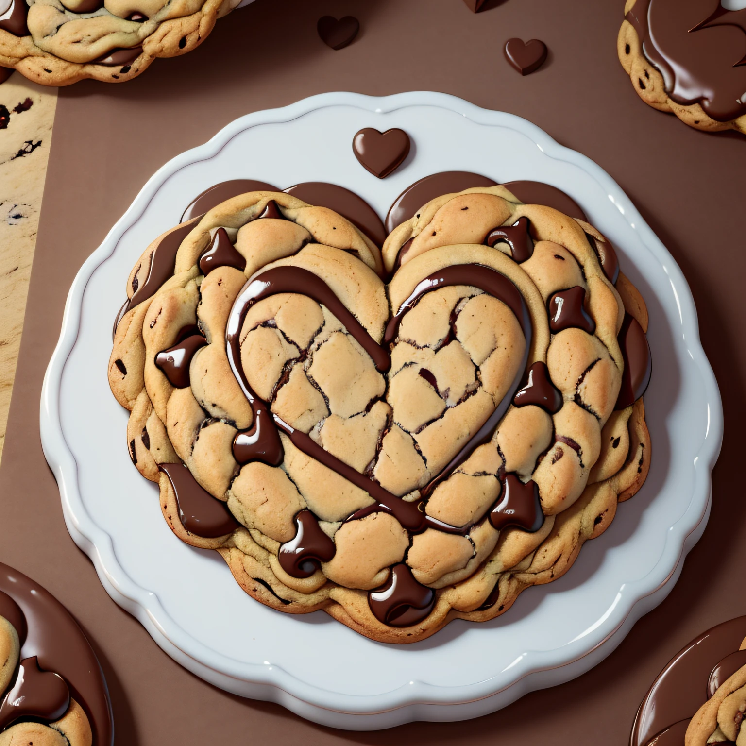 Chocolate chip cookie with hearts