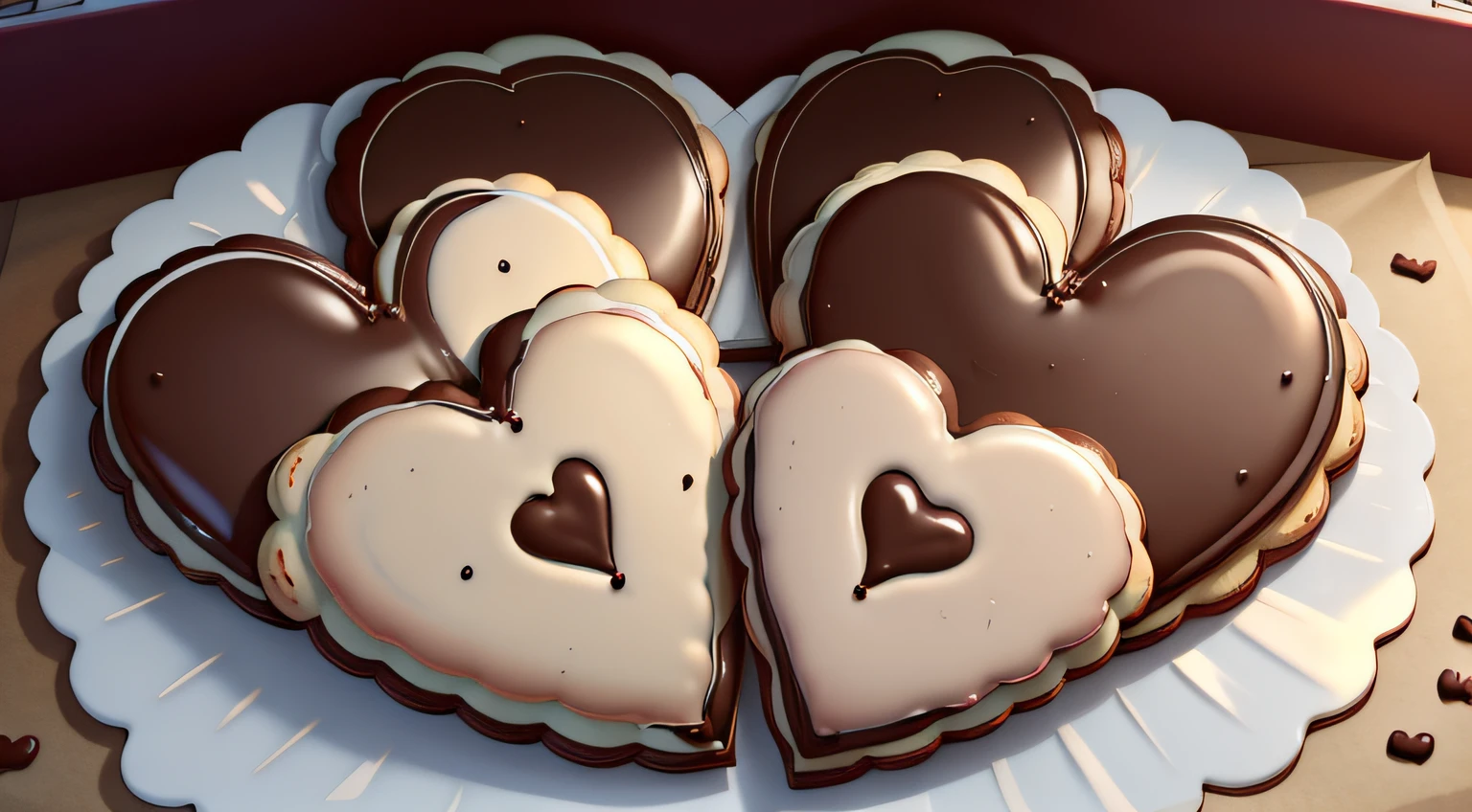 Large amount of heart-shaped cookies