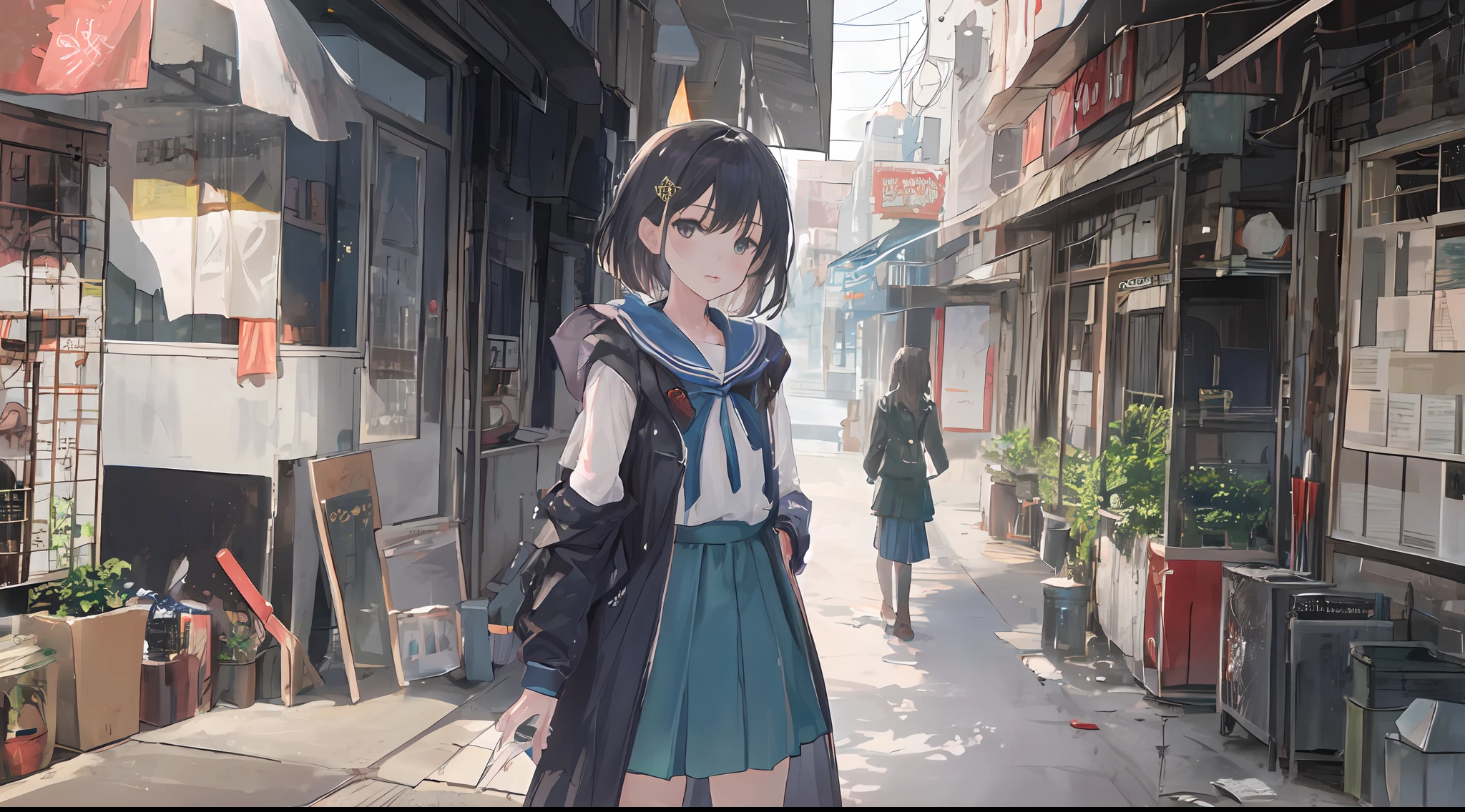 Heterochromic pupils,solo person,Ark of Tomorrow,one-girl,off-shoulder sweater, backless outfit,Starry sky,clusters of stars,Ray tracing,{Best quality}, {{Masterpiece}}, {A high resolution}, Original, Extremely detailed 8k wallpaper, {An extremely delicate and beautiful},,incredibly_absurderes,Colorful,intricately details,art book,,incredibly_absurderes,Ray tracing,Perspective,Wide shot,Overall view,,A high resolution,Game CG,short_Hair,cat_hor ears,White_Hair/White_Eyes,Detail fingers,Hands in hair,pigeon-toed,Pout,Blush,Eyes visible through hair,off-shoulder sweater,White_wind coat,Superskirt,White pantyhose,White cat ears,(((long white hair))),White tail,reaching out her hands,W cut sitting position,(((a black trench coat))),(((Blue sailor collar))),Blue pupil,Black hairpin,Post-industrial buildings,4K,Master picture quality,Texture,Ark of tomorrow style,On the ground lay the West Sword,eventide,Blood-red sunlight,Black backpack,((((Short blue skirt)))),((((White tights)))),black sneaker shoes,full bodyesbian,long and flowing hair,Smiling,Squint,The ultimate in facial depiction,The ultimate body depiction,The ultimate hair depiction ,There are lanterns on the ground,is shy,in a panoramic view,The ultimate scenario description,Pout,Beautiful_face,Beautiful detailed eyes,One eye is white,One eye closed ,Earphone,Beautiful detailed sky,reflective light,Ray tracing,Sunlight,(Maid dress),Sailor dress,Sleeves,beautiful detailed water,Beautiful detailed sky,god light,depth of fields,Normal body,Normal posture,Front view,Absolutely good light and shadow,Detailed sky,baiyun,the sunset,(((城市,starlights,rios,darkly))).{Best quality}, {{Masterpiece}}, {A high resolution}, Original, Extremely detailed 8k wallpaper, {An extremely delicate and beautiful},,Ray ,{Best quality}, {{Masterpiece}}, {A high resolution}, Original, Extremely detailed 8k wallpaper, {An extremely delicate and beautiful},,incredibly_absurderes,Colorful,intricately details,art book,,Overall view,,Depth o