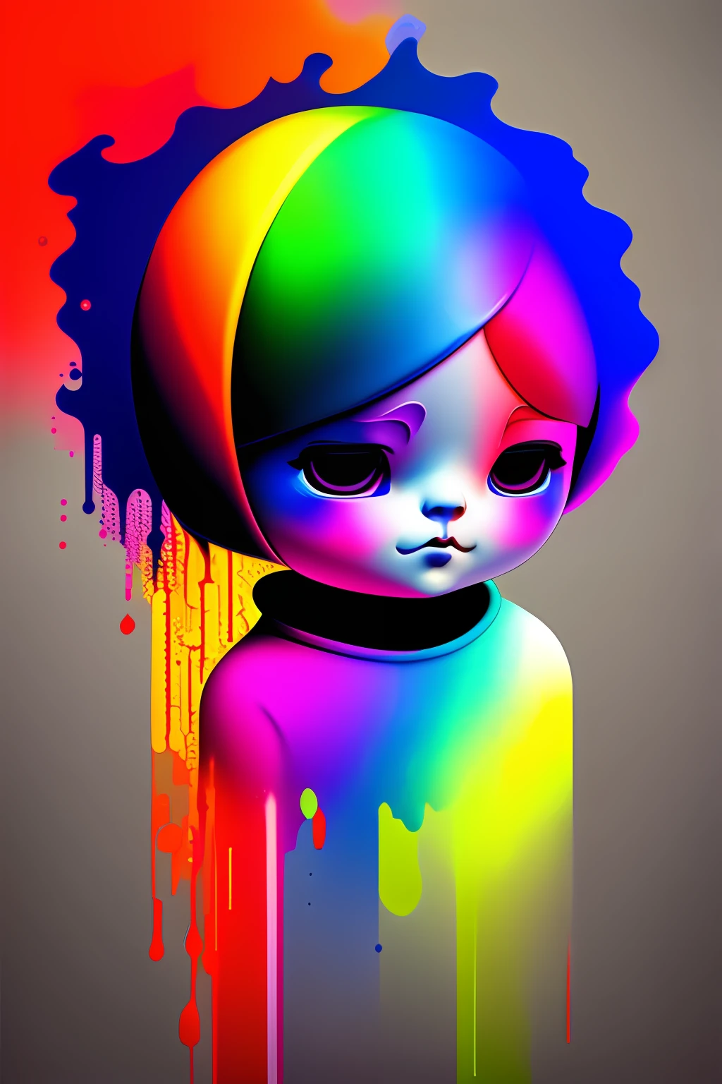 uma pintura colorida de uma pet em um fundo preto, Rainbow fusion color scheme, a morte, imagem de avatar, rosto derretido, fundo transparente, a morte da arte, head shoot, um retoque colorido, stunning render, morte e morte, rosto Derretendo
