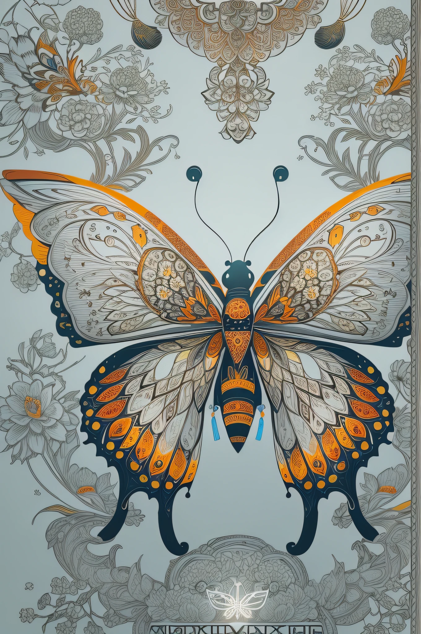 (White background:1.4),(Symmetrical:1.5),(Masterpiece erfly, In the middle, Oriental elements),(China - chic illustration:1.2, Vector painting:1.2),(Chinese colors,senior color matching),( reasonable design, Clear lines, High sharpness,Best quality, Very detailed, Masterpiece, offcial art, movie light effect, 4K )