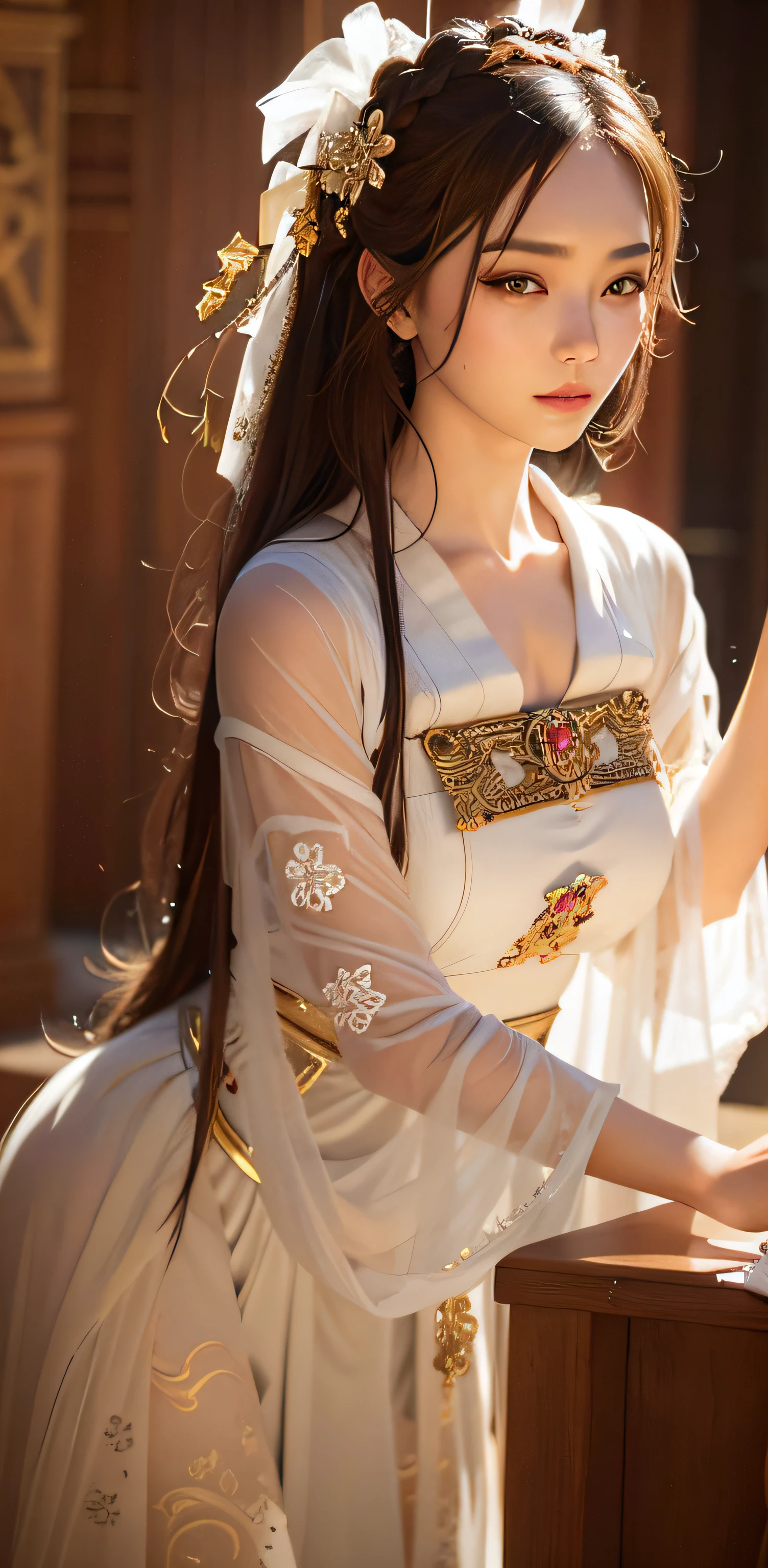 Woman in ancient costume, , Bright Ultra HD, retinas, Masterpiece, ccurate, Anatomically correct, Textured skin, Super detail, High details, High quality, Best quality, A high resolution, 8K, HD