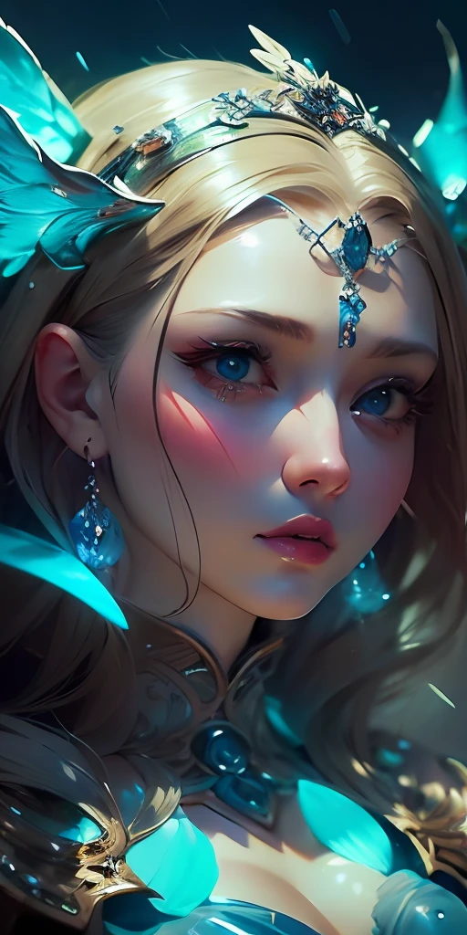 a close up of a woman in a silver and blue dress, chengwei pan on artstation, by Yang J, detailed fantasy art, stunning character art, fanart best artstation, epic exquisite character art, beautiful armor, extremely detailed artgerm, detailed digital anime art, artgerm on artstation pixiv, armor girl