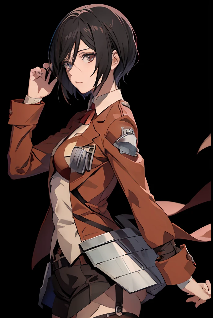 personagem do anime Shingeki no Kyojin Mikasa Ackerman, in the animation style of Wit Studio, fundo transparente, 8k, ultra qualidade