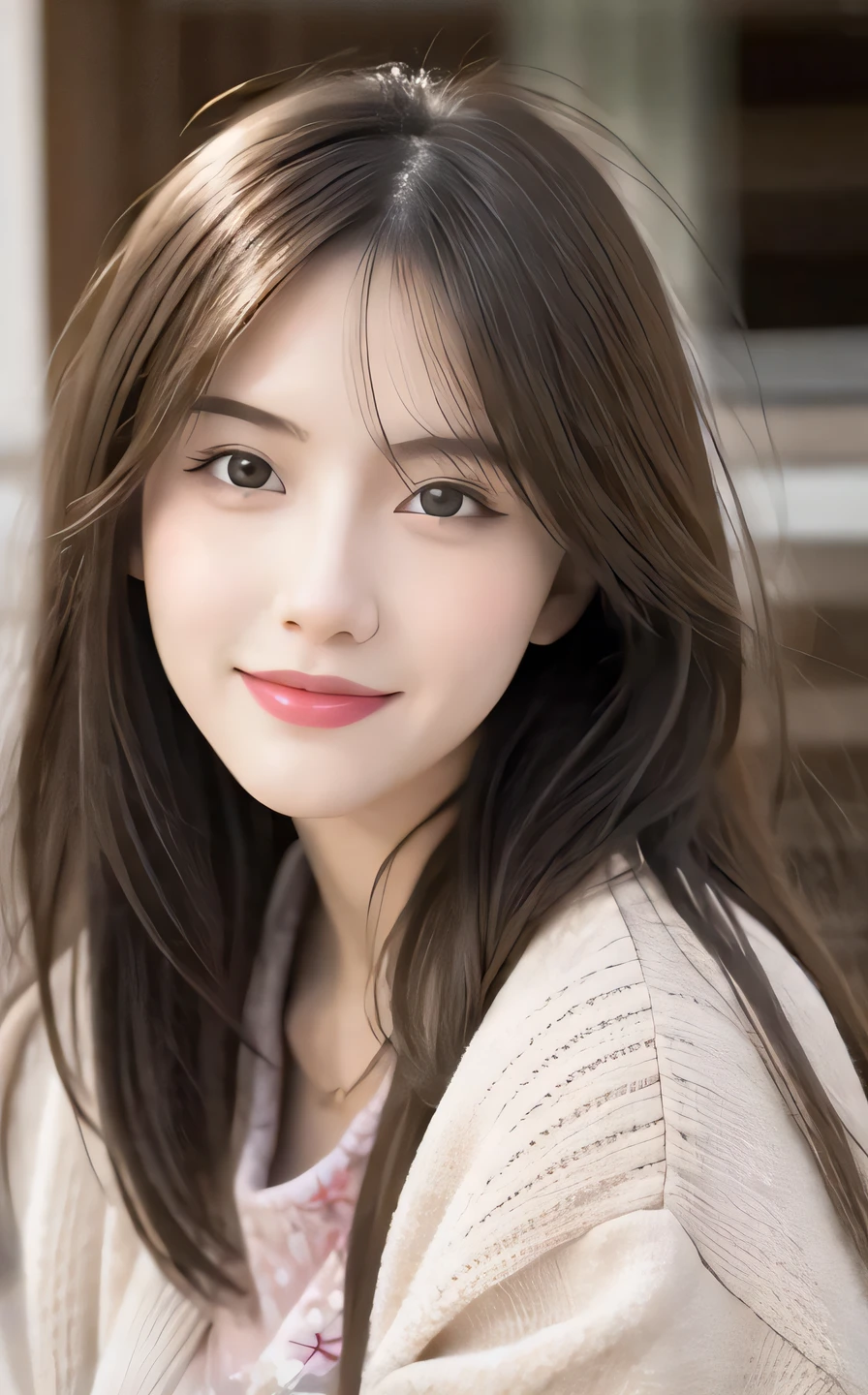 best quality, ultra high res, (photorealistic:1.4), (detailed beautiful girl:1.4), (medium breasts:0.8), looking_at_viewer, Detailed facial details, beautiful detailed eyes,pink hair, blue eyes, slender, haunting smile, (makeup:0.3), red lips, highly detailed clothes, (ulzzang-6500-v1.1:0.3)