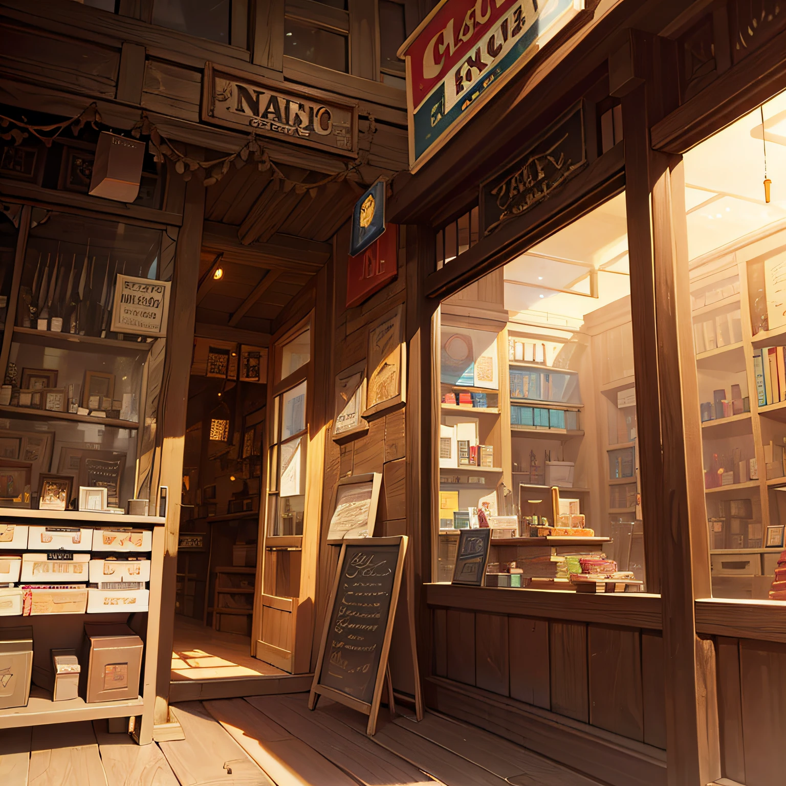 In front of you is an old shop，The store is full of quirky goods，There are knives、The sword、cavalier、Magic Book、Mysterious creatures and more，The store was empty，The light is mysterious and dim。