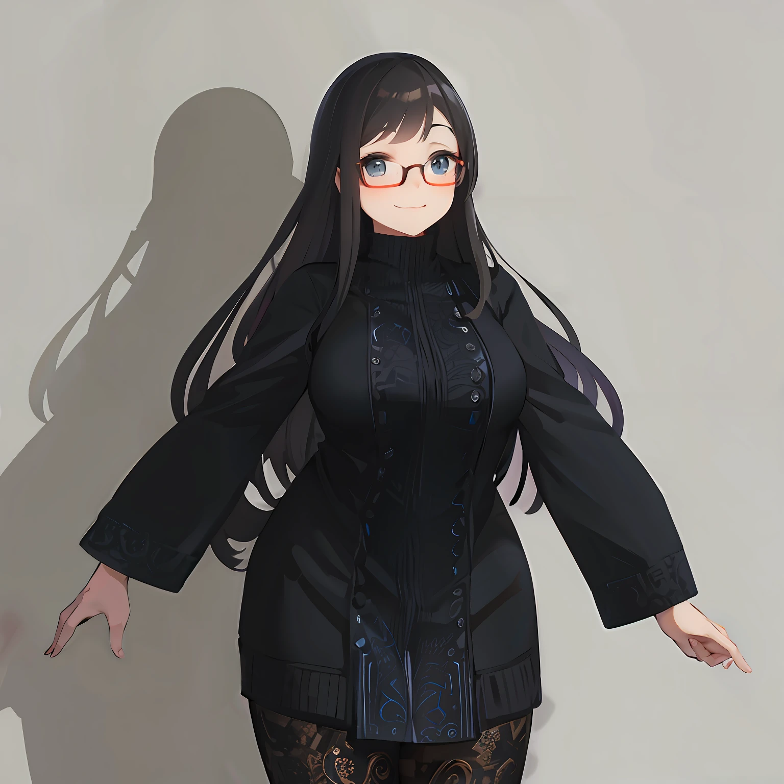 anime - style image of a woman with long hair and glasses, anime moe artstyle, smooth anime cg art, fullbody portrait, anime full body illustration, anime girl wearing a black dress, full-body character portrait, character full body portrait, full body portrait of a short!, full body character portrait, !!full body portrait!!, fanartbest quality, masterpiece, 1girl, , best face, rim lighting, (high detailed skin:1.2), 8k uhd, high quality, high resolution, 4k, 8k, bokeh, absurdres, best ratio four finger and one thumb, amazing ilustration, best background matching, anime style 4 k, beautiful background, ultra hd 8K