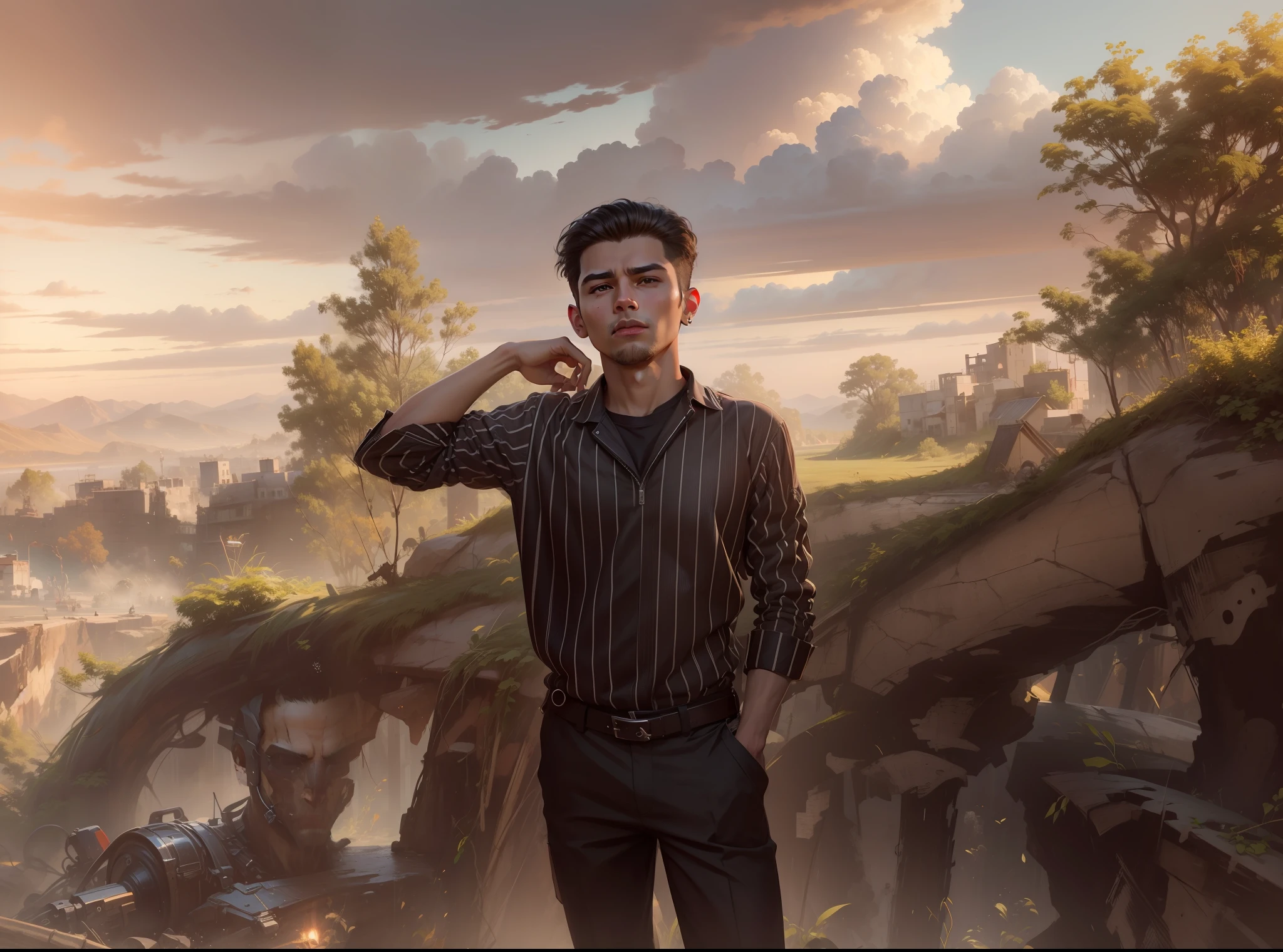 Change background syberpunk handsome boy. Realistic face. 8k hd ultra realistic.