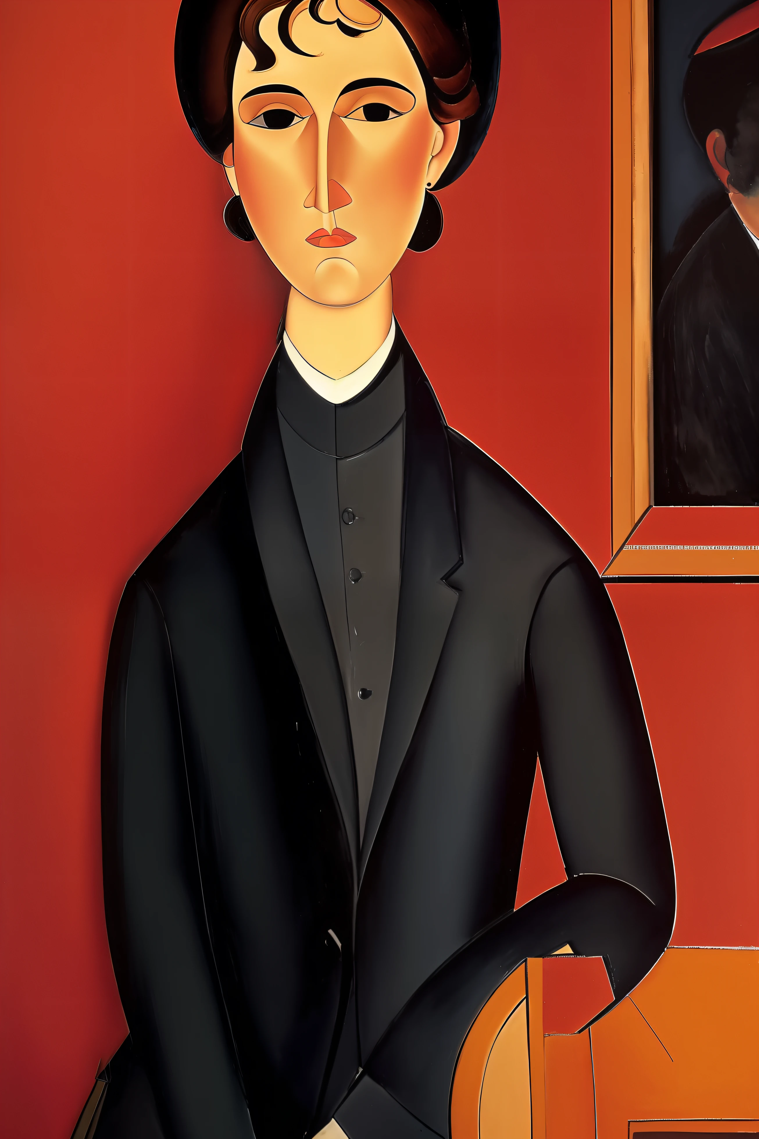 ((personajes de las obras de Amedeo Modigliani, en una fiesta , representados en posicion parada o sentada como figuran en las obras de arte, completar las partes de personajes no representados en las obras)), Salon de un restaurante de Paris a comienzos del siglo 20, represented in the style of Amedeo Modigliani Film lighting, ultra detallado, Pintura digital, Artstation, arte conceptual, Suave, foco nítido, illustration, (piel alta y detallada:1.2), 8k UHD, DSLR, Soft lighting, alta calidad, Film grain, Fujifilm XT3 mix4 Wildstyle RAW foto,