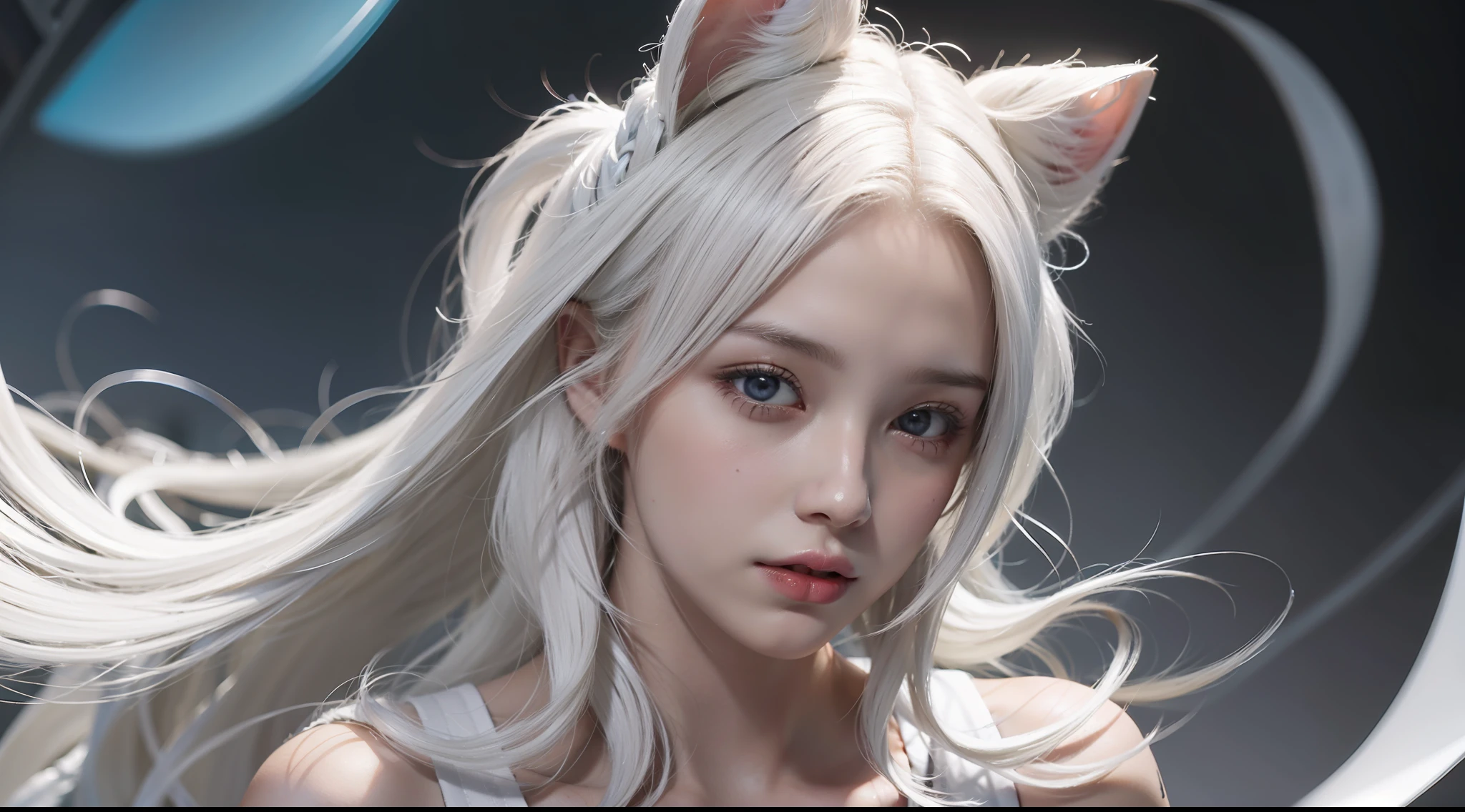 "Cyber style,White clothing,white skinned,white color hair,top Quority,Superb effect。"