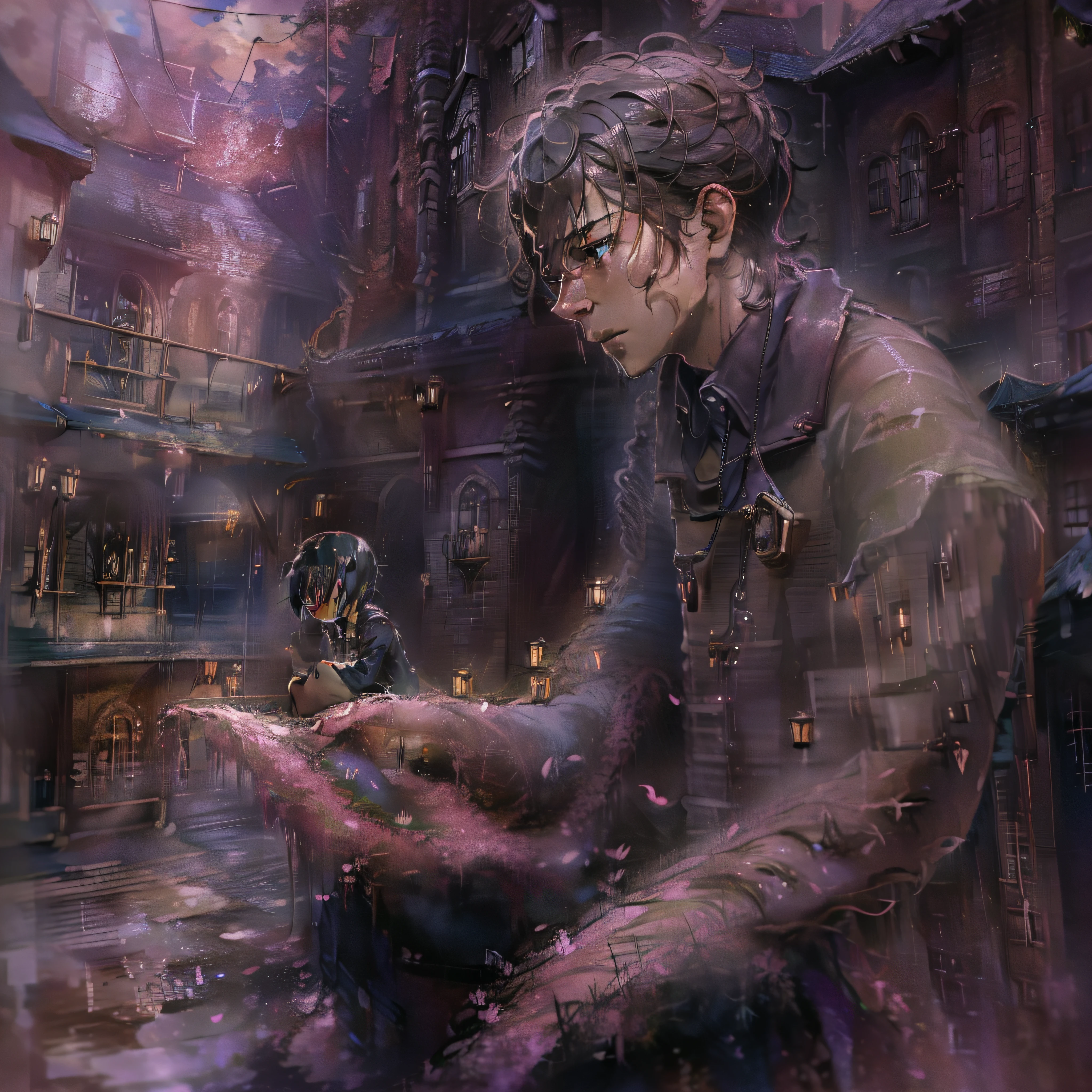 ​masterpiece、Melancholy young man、Poor figure、tense look、fine lines、Young man in withered black suit、１a person々youthfulness、Landscape with rusty shades、２０Century London、Sherlock Holmes ＆ The city of London where John Watson played an active role、Victorian、RAW photo of a landscape、detaile、Photorealsitic、hyper realistic photography、8K UHD、Digital SLR、Soft lighting、hightquality、film grains、FujifilmXT3、(​masterpiece)、Human perspective、People's eye level、​masterpiece、top-quality、Highly elaborate CG Unity 8K wallpapers、an oil painting、awardwinning photo、Bokeh、depth of fields、nffsw、bloom、chromatic abberation、Photorealsitic、Very detailed、art  stations、Trending on CGSociety、Convoluted、high details、Dramatic、Volumetric lighting、artwork in the style of guweiz, guweiz masterpiece, guweiz on pixiv artstation, guweiz, guweiz on artstation pixiv, by Yang J, in the art style of bowater, loish and wlop