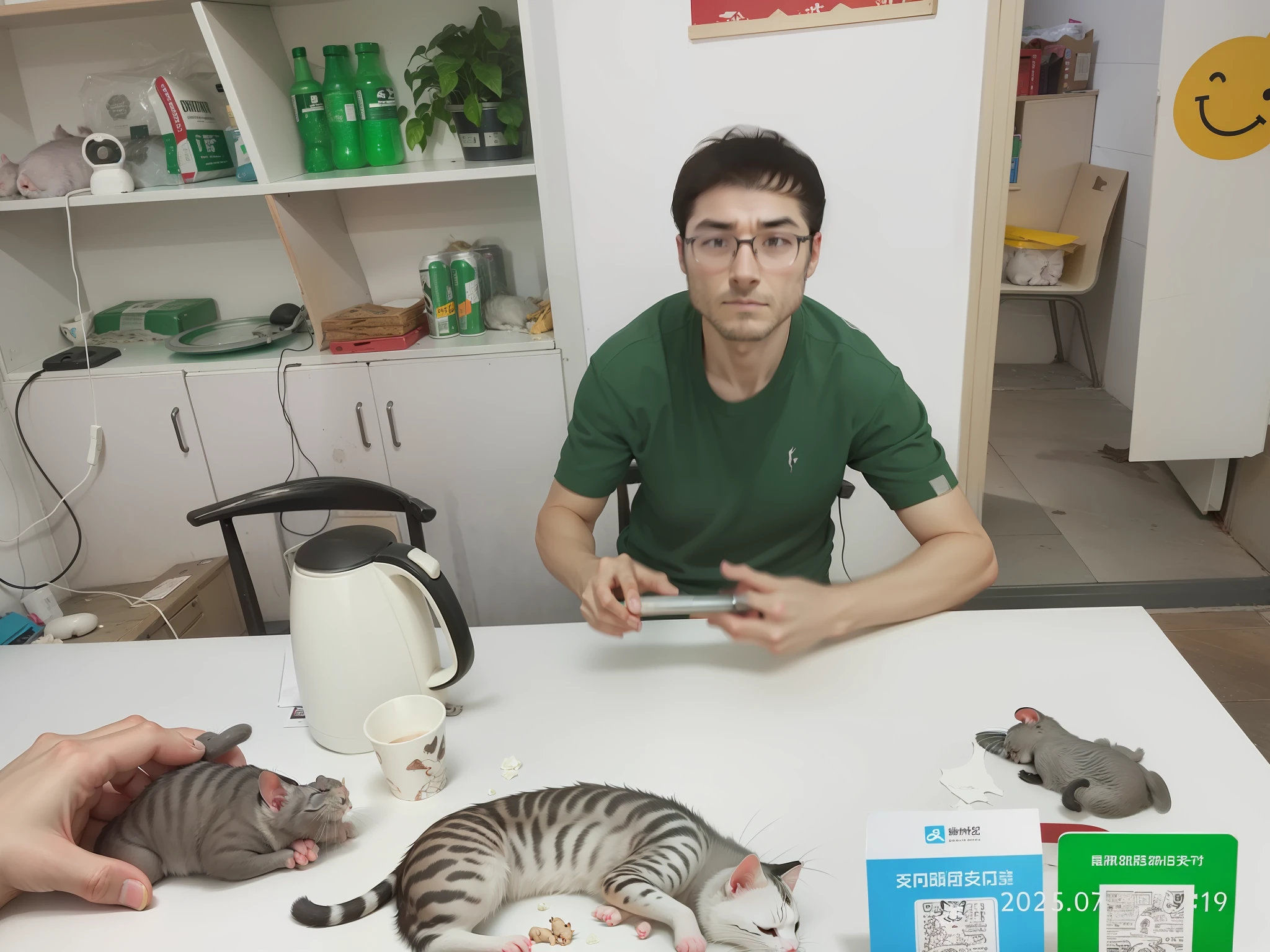 Super realistic big rat scratched by kittens
