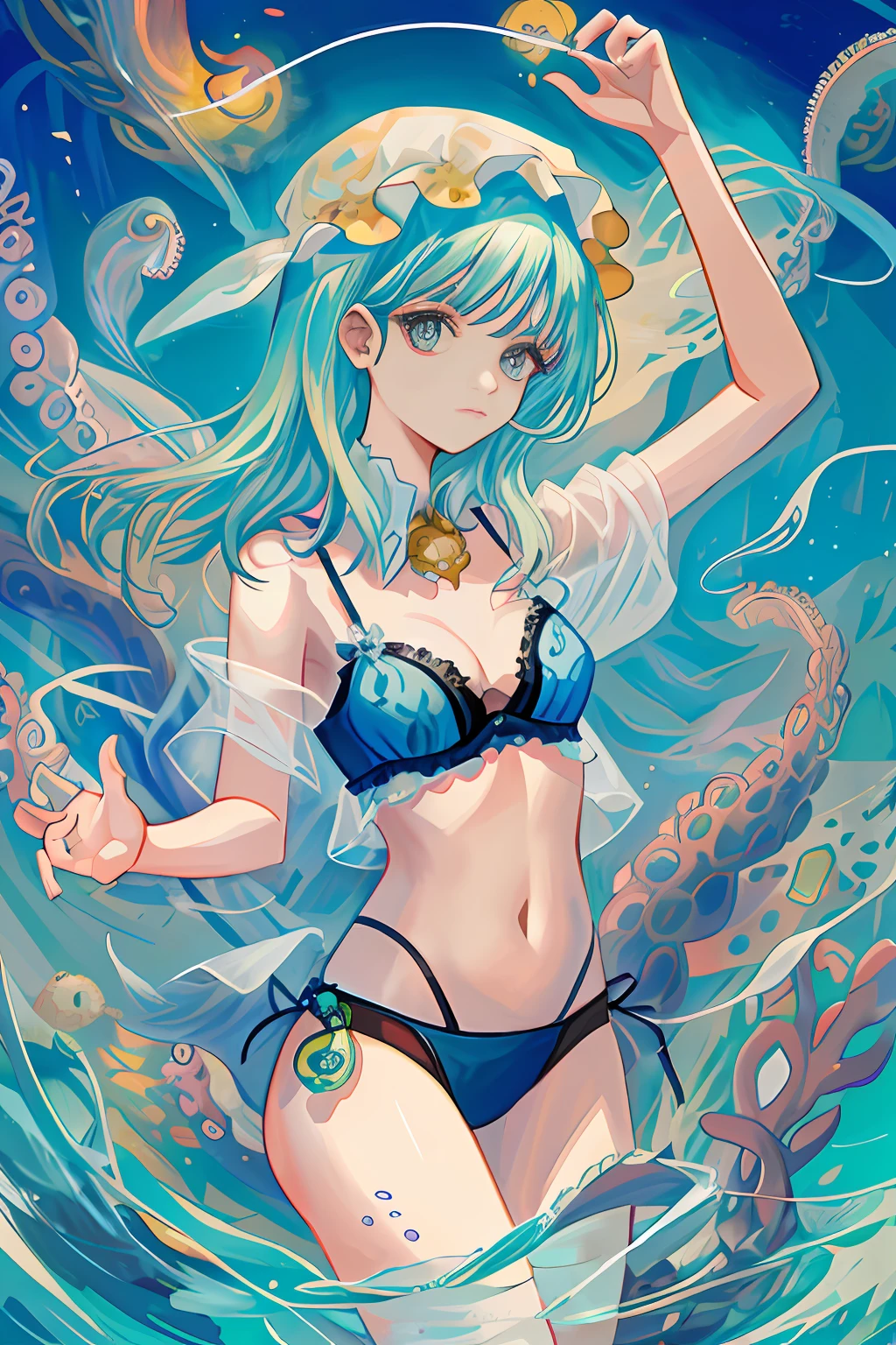 2D octopus tentacles maiden jellyfish narrow bra
