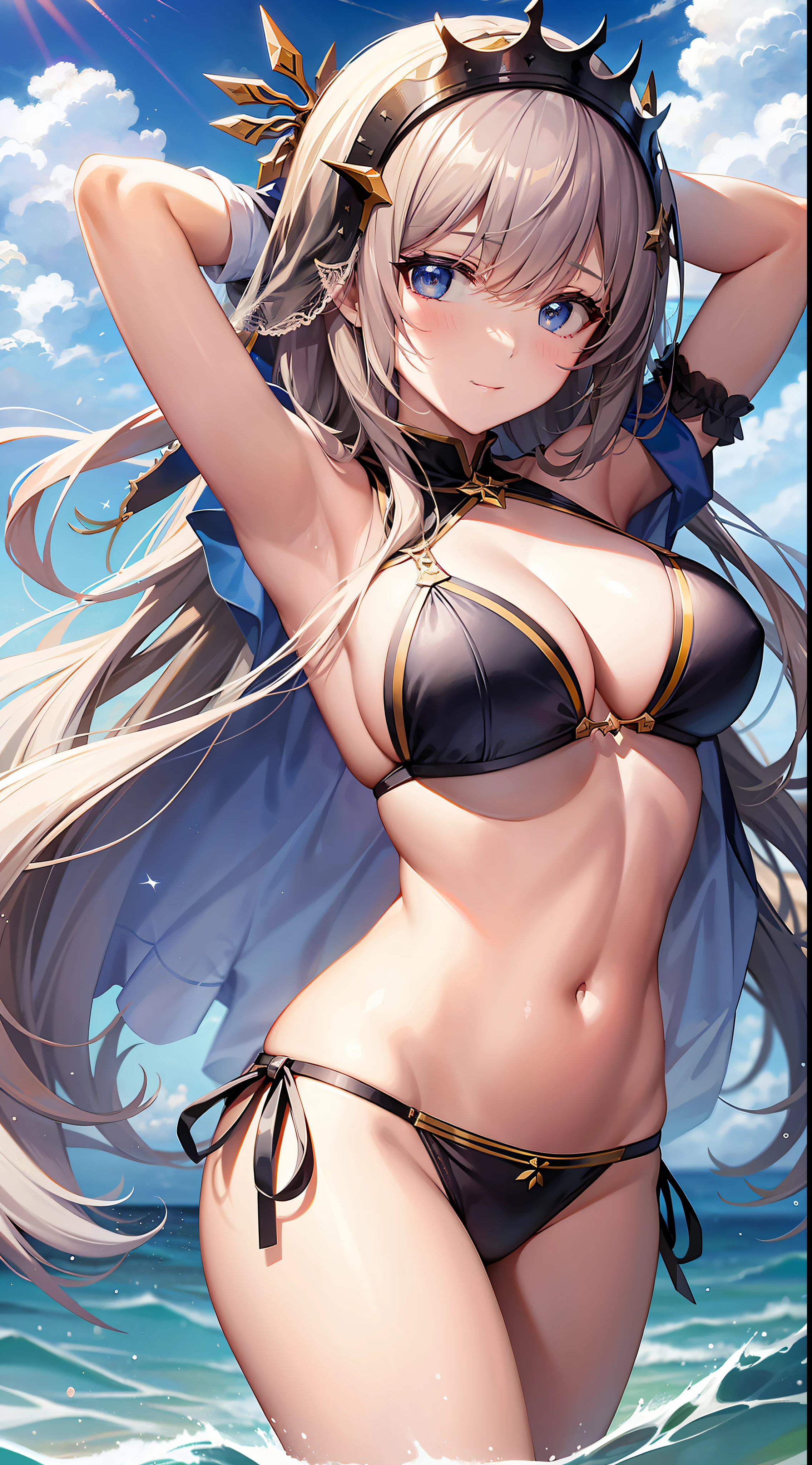 Joan of Arc Grand Order wearing a bikini by the sea。