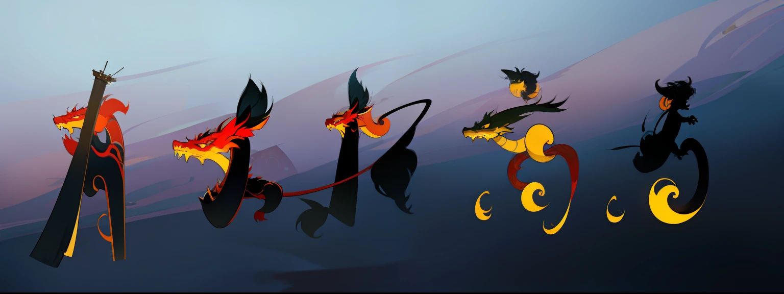 chinesedragon,black in color,mystical colors,Oriental culture,Artistic sense