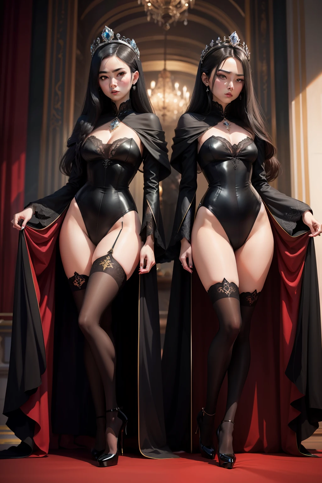 Royal sister,blacksilk,high-heels