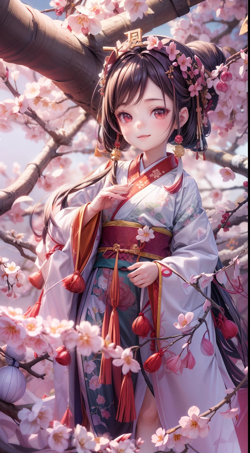 Winter
Plum Blossom movie angle,( cute female child,Anatomically correct,full bodyesbian,Representative work Hanfu,Smile),(illustration,paper art,a 3D render),(Extremely colorful, Best quality, high detal, Masterpiece,  Cinematic lighting, 4K, Chiaroscuro)