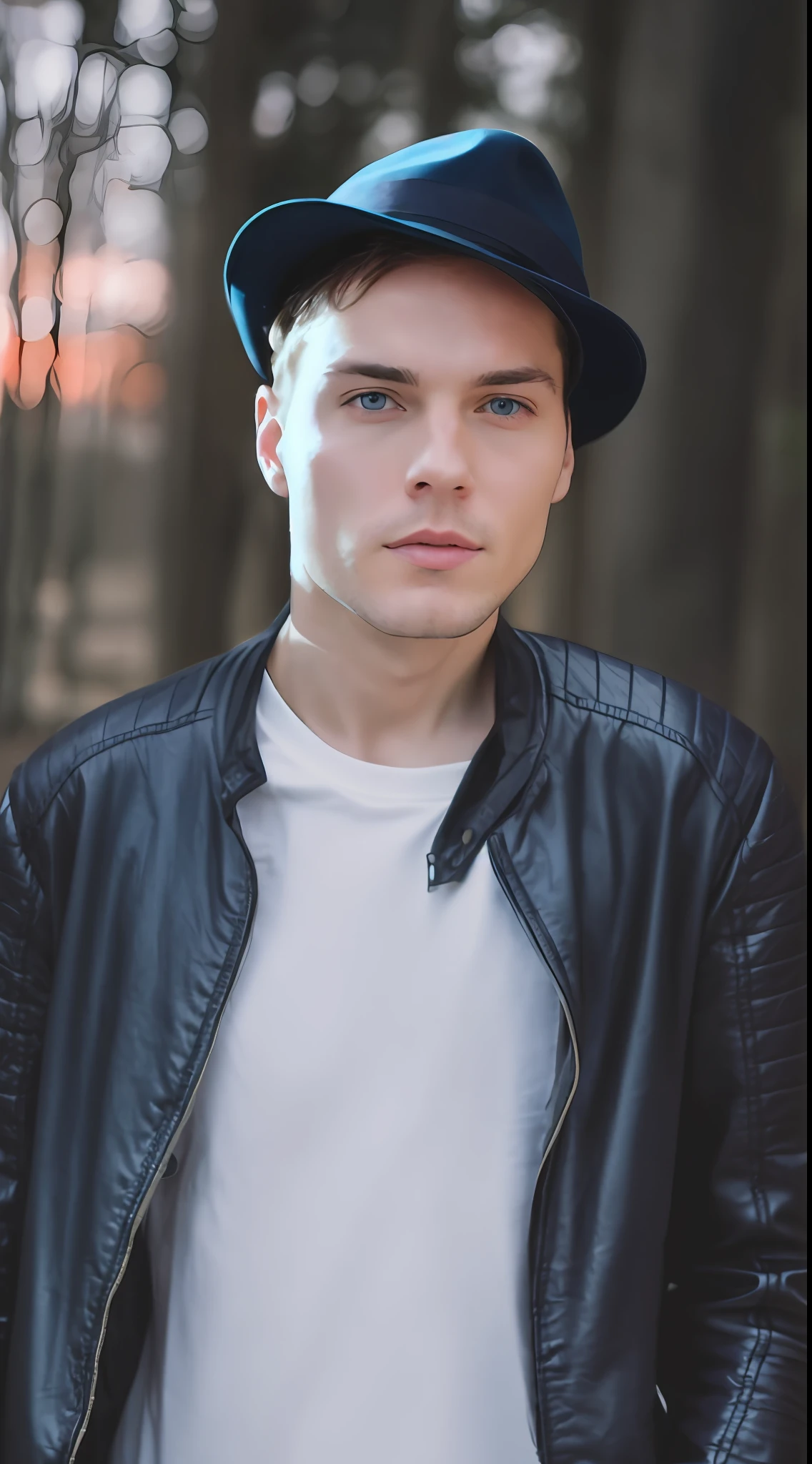 guy with blue eyes and a hat.