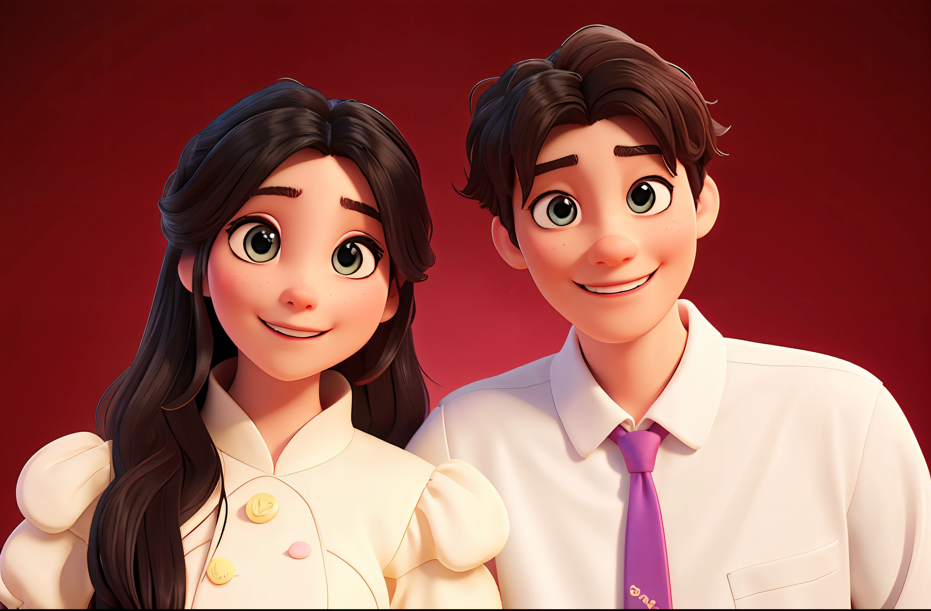 they are posing for a picture together in a studio photo, promotional shot, ssmile,having fun,staring right into camera,cute couple, tang mo, close - up studio photo, promotional images, Promotional image, promotional portrait, portrait of two people, Happy couple, Pop market art,3Drenderingof,claymaterial,Capture the light,cinmatic lighting,soft focus,Macaron color,dream magical,c4d,rendering by octane,Anti-tilt,Medium close-up,ultra-detailliert,high qulity,8k