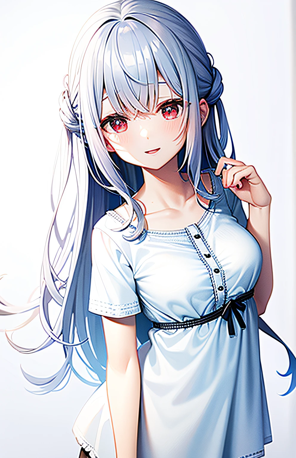 dream magical，starrysky，silber hair，Red eyes