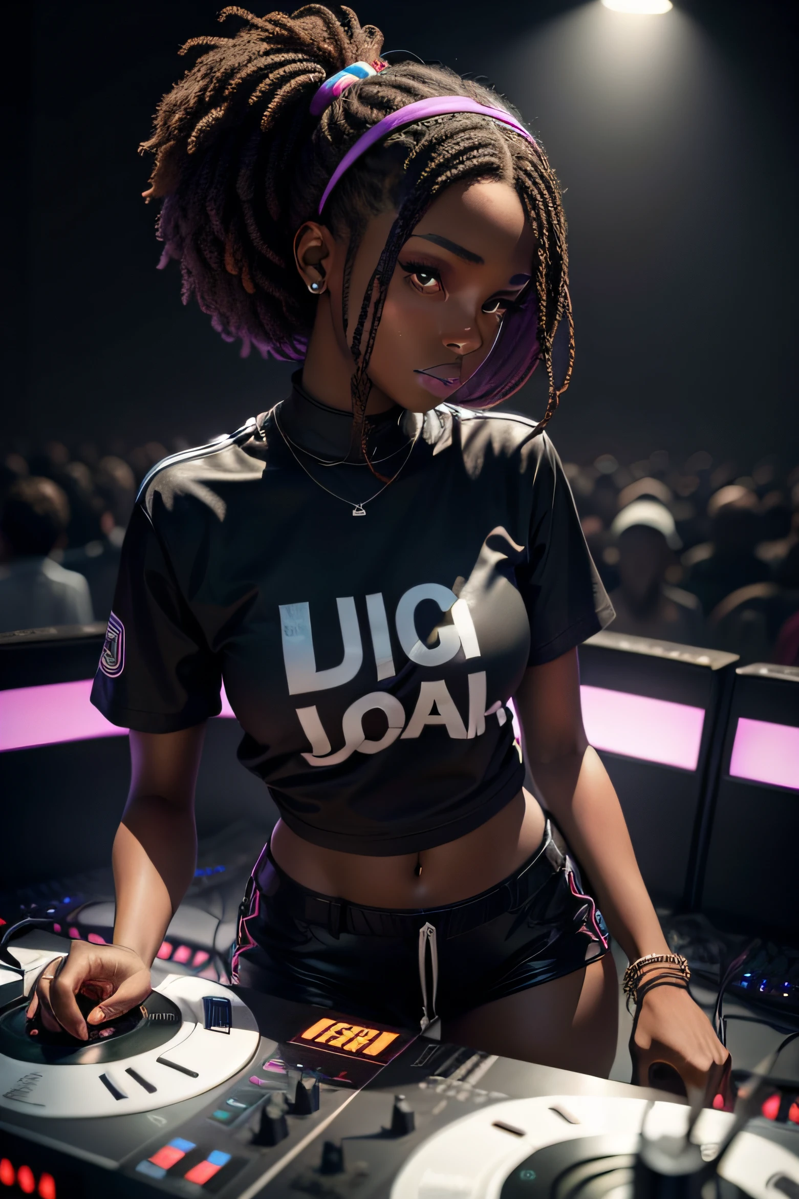 a dark-skinned female DJ