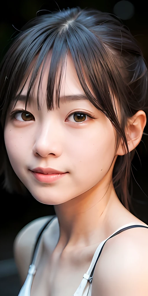 1girl, Tokyo street,night, cityscape,city lights,upper body,close-up,smile,, (8k, RAW photo, best quality, masterpiece:1.2),(realistic, photo-realistic:1.37),