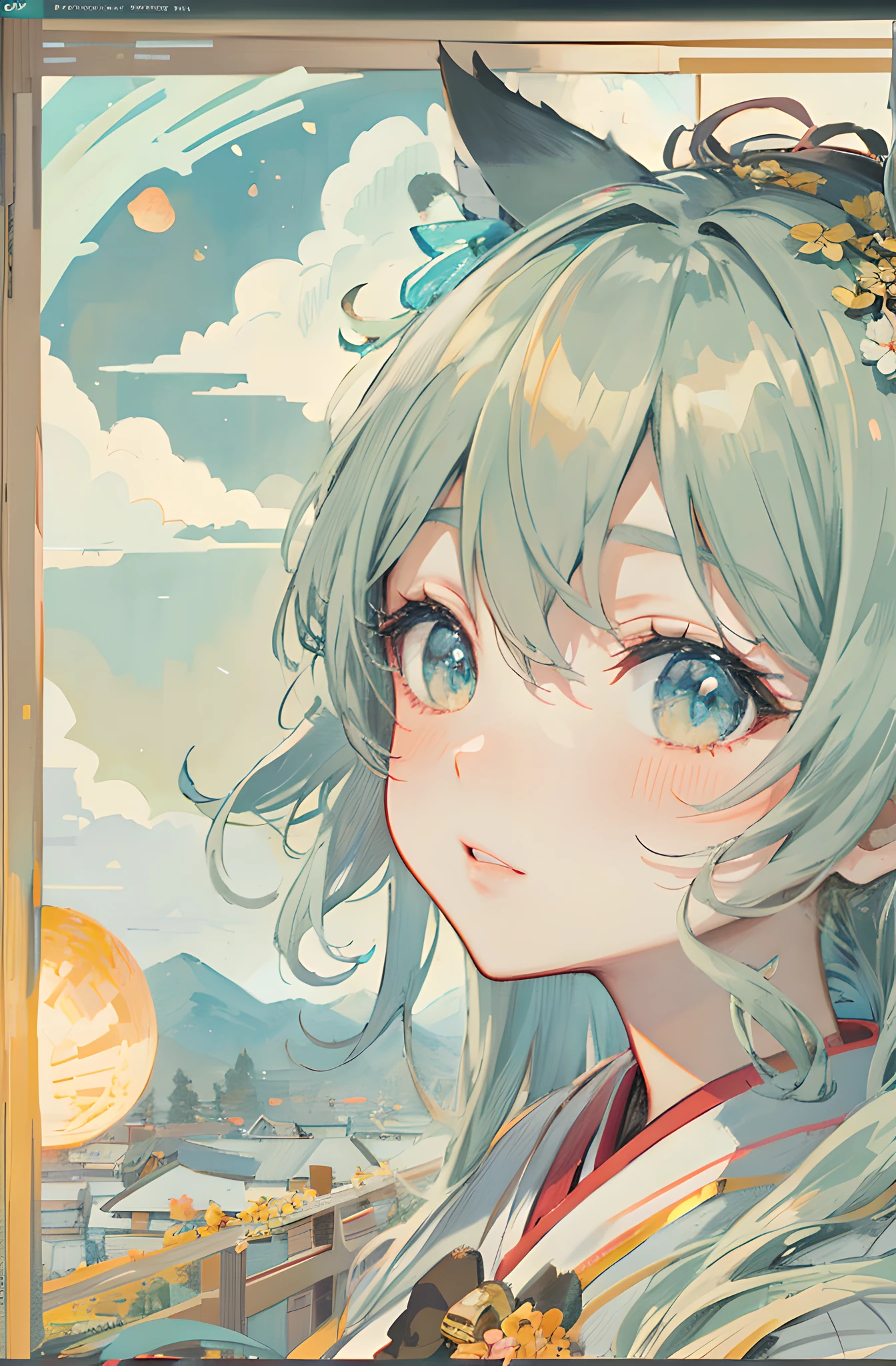 Anime girl with long hair cat ears in front of the window, a beautiful anime portrait, style of anime4 K, Beautiful anime artwork, detailed portrait of an anime girl, Anime art wallpaper 8 K, Anime art wallpaper 4k, Anime art wallpaper 4 K, trending on artstation pixiv, anime portrait, Portrait of an anime girl, Anime style portrait, anime illustration