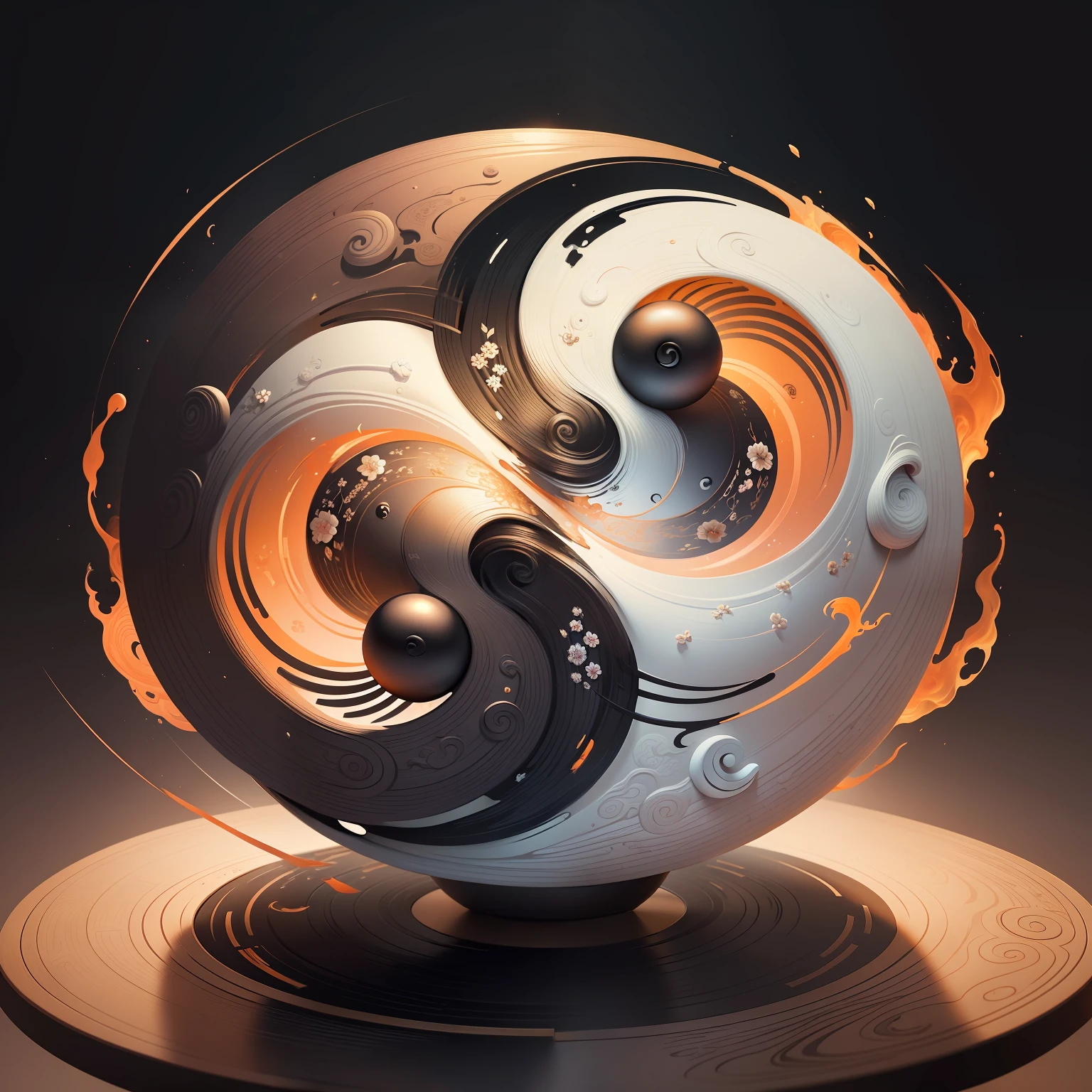 yin yang,Wagas, Taoism, 4k highly detailed digital art, duality, great digital art with details, harmony of swirly clouds, Beautiful artwork, inspired by Wu Wei, Beautiful depiction,Need