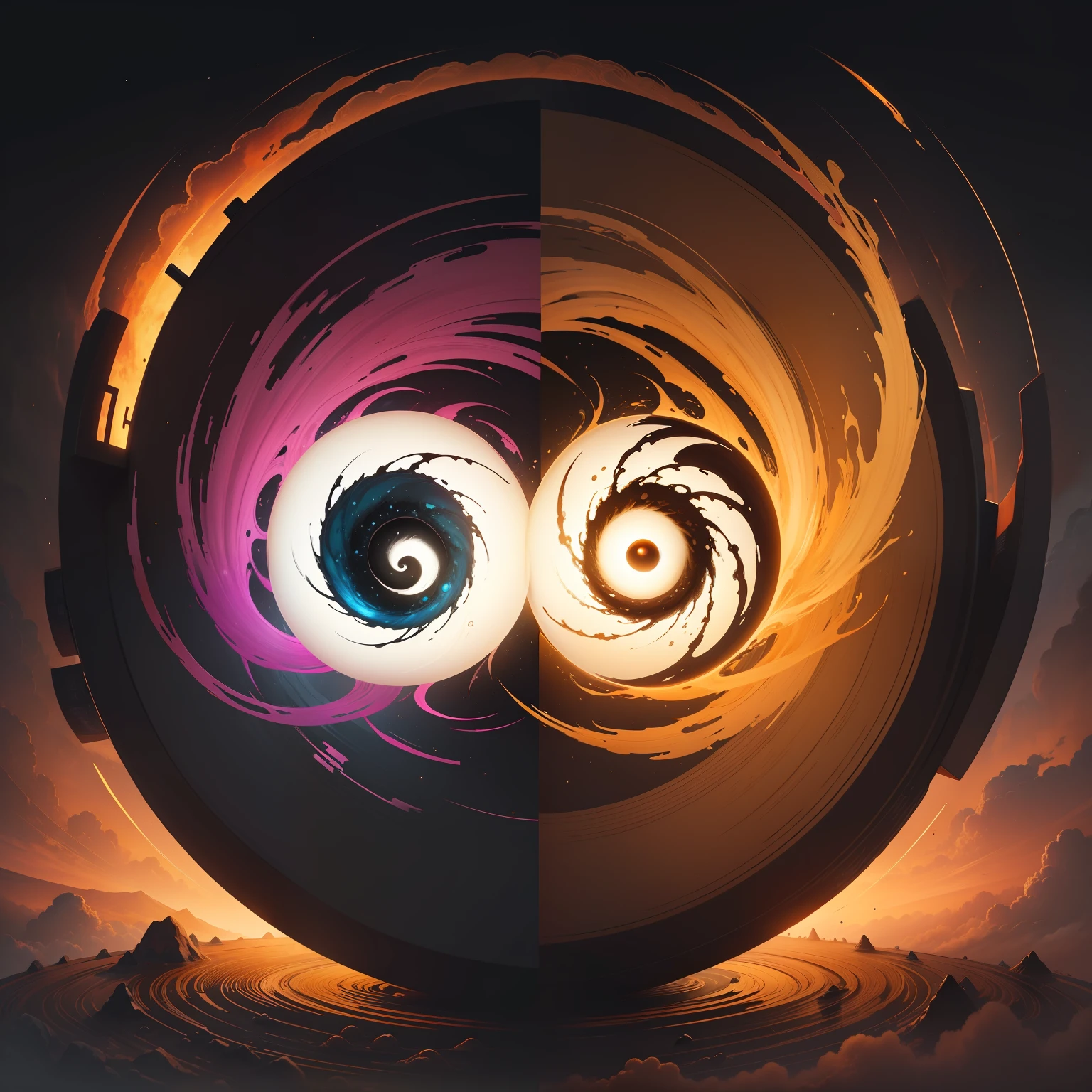 yin yang,Wagas,taichi, Taoism, 4k highly detailed digital art, duality, great digital art with details, harmony of swirly clouds, Beautiful artwork, inspired by Wu Wei, Beautiful depiction,Need
