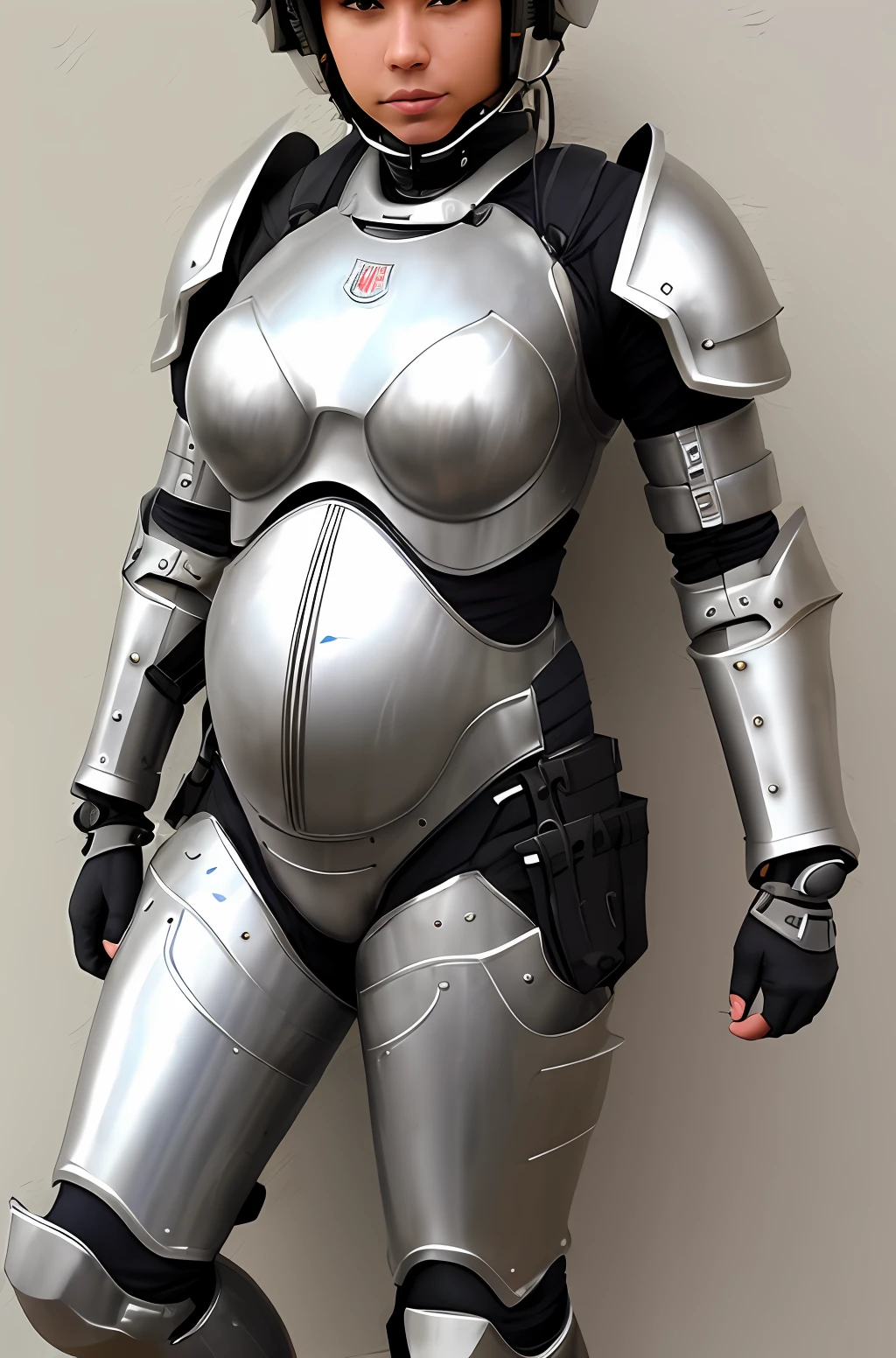 Armor Cavaleiro Feminino, bikini armor, sbikini + equipamento militar esfarrapado,  da armadura, metal bikini, pregnant female cyborg, clothed in sci-fi military armor, armadura feminina, meninacha cyber armor, armadura biopunk