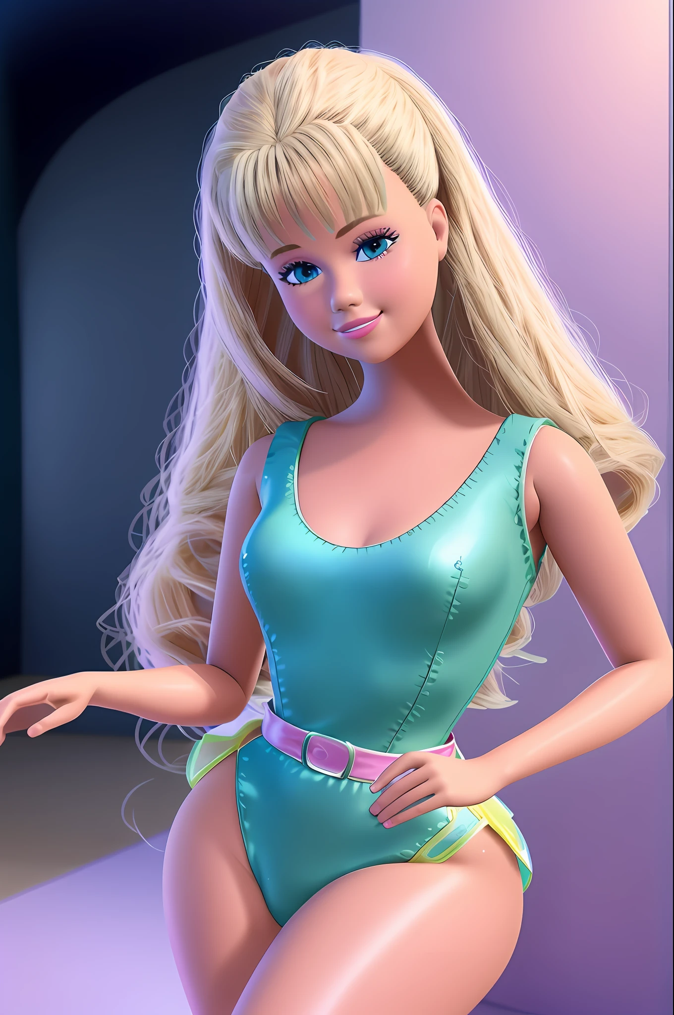 (masterpiece, best quality), highres, (8k, RAW photo, highest quality), (Selena Gomez como Barbie), (Selena Gomez face:1.2), Selena Gomez, (blonde hair) , ultra-realistic, 3d, centered, (TS_Barbie), mid shot, (full body:1.2), a cartoon girl in PINK dress in the style of pixar, (perfect lighting and composition:1),soft lighting, (high detail, 8K resolution:1), hdr:0.7, detailed face, perfect, (dynamic), pose, (high quality:1.2), plastic skin, ((shiny:1.3)), smile, (depth of field:0.8), 50mm, film grain:0.7, fujifilmXT3, focus face, (sad:1.2), looking at viewer, detailed eyes, detailed face, floating particles, beautiful, light makeup, lipstick, (thick waist and thighs:0.6), amazing composition