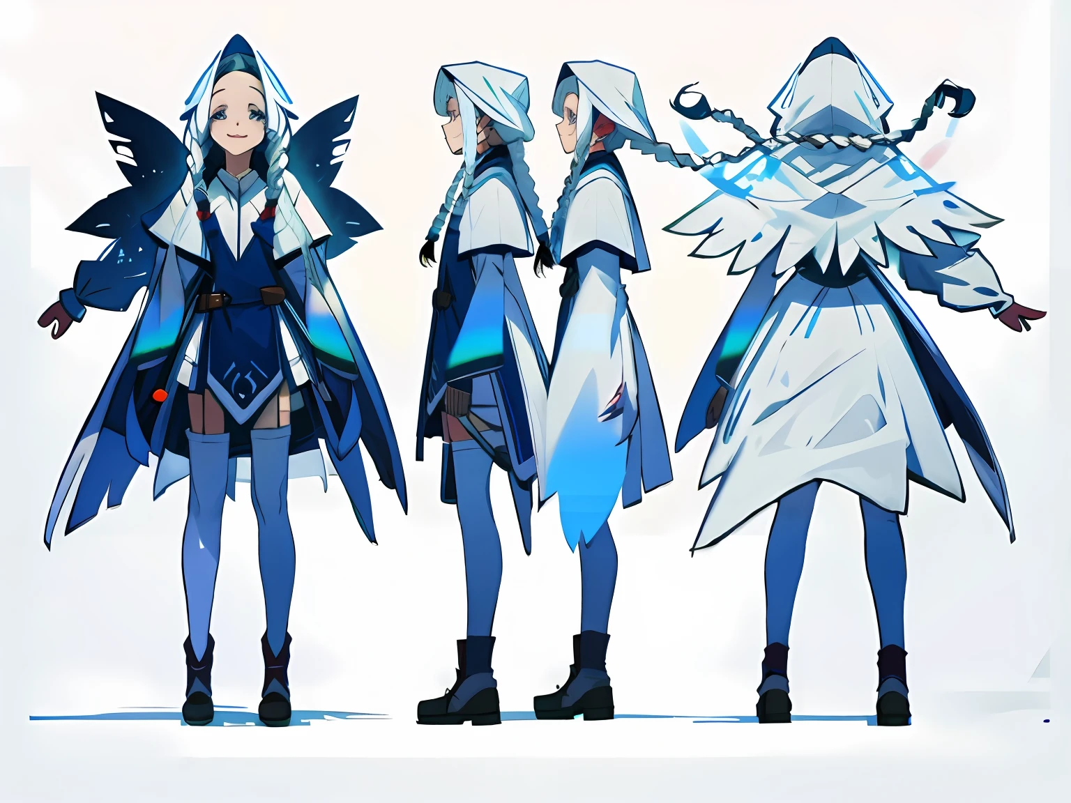 long whitr hair！Twist braids！White stockings，Flowing cloak