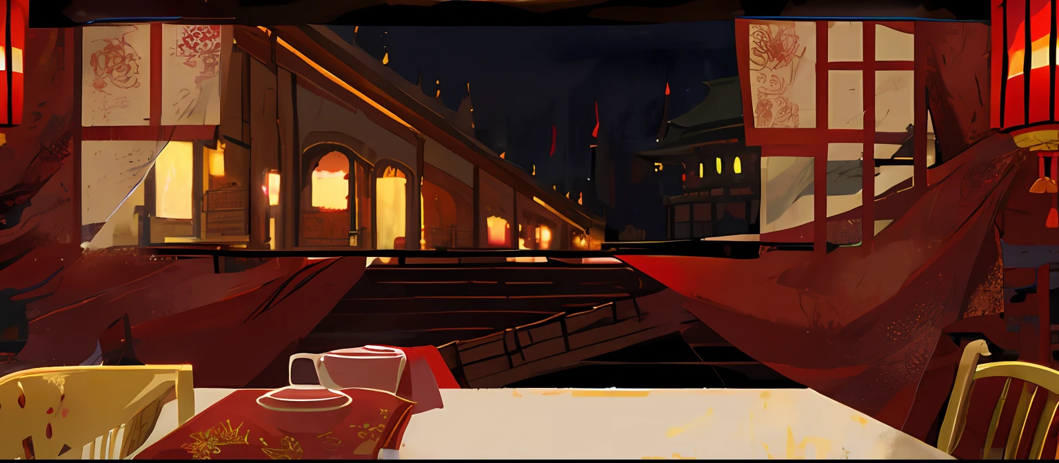 Burgundy invitation,Placed on the table,There is a rose on the table,Complicated details,Set against the backdrop of Chinese architecture