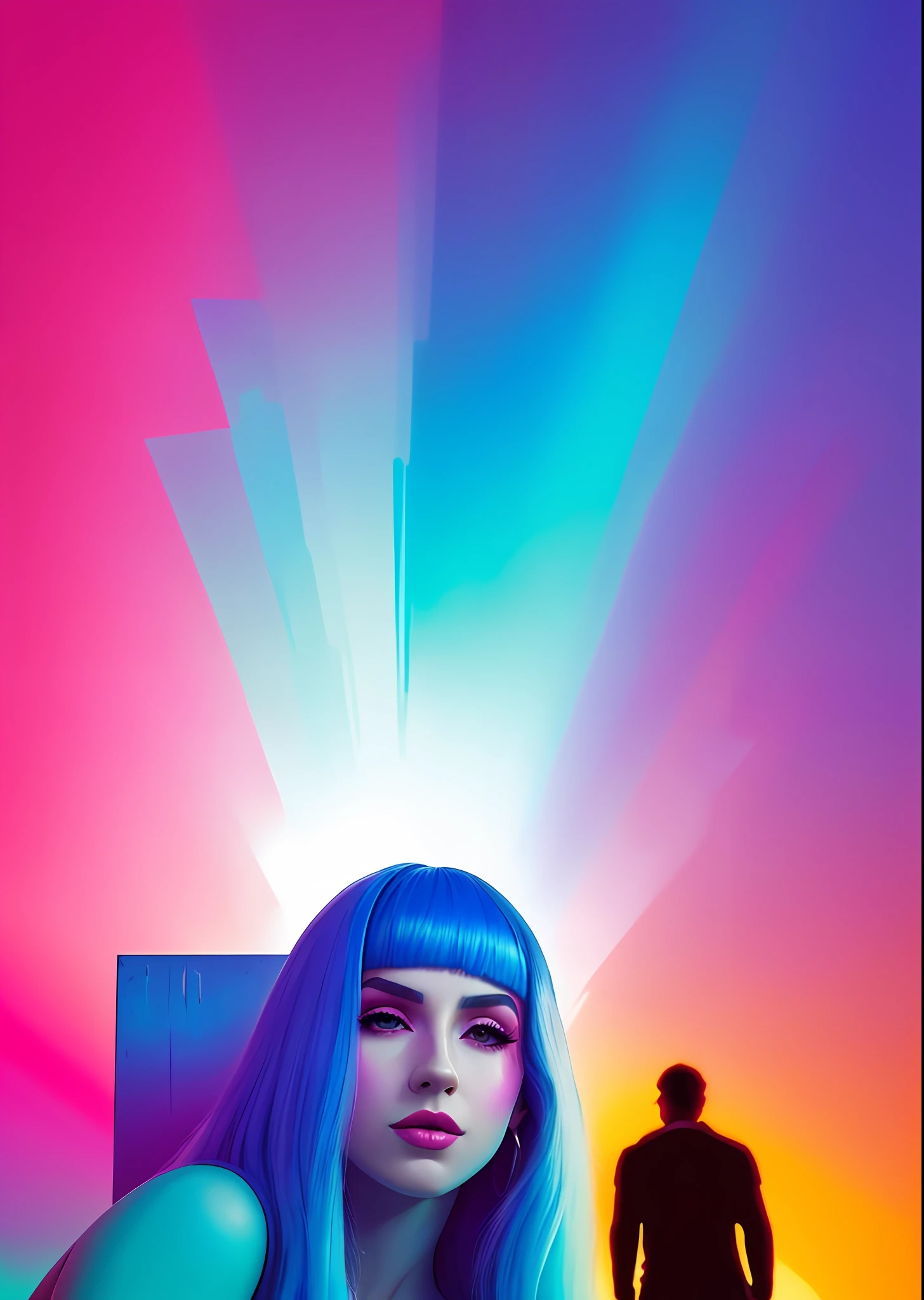 imagem arafed de uma mulher com cabelo azul e um homem em um fundo preto, HQ 4K papel de parede do telefone, papel de parede do telefone, fundo do telefone, Gato Doja, Directed by: Andrei Kolkoutine, Artem Demura Beeple, papel de parede do iphone, ava max, Bolo Synthwave, menina com cabelo azul, inspirado em David LaChapelle, ela tem cabelo roxo