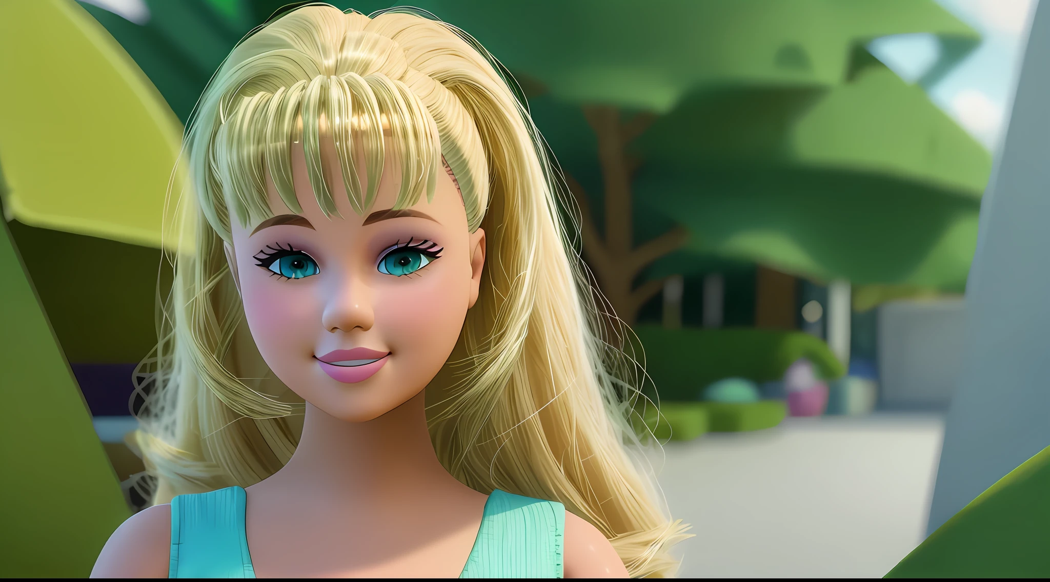 (masterpiece, best quality), highres, (8k, RAW photo, highest quality), (Selena Gomez como Barbie), (Selena Gomez face:1.2), Selena Gomez, (blonde hair) , ultra-realistic, 3d, centered, (TS_Barbie), mid shot, (full body:1.2), a cartoon girl in the style of pixar, (perfect lighting and composition:1),soft lighting, (high detail, 8K resolution:1), hdr:0.7, detailed face, perfect, (dynamic), pose, (high quality:1.2), plastic skin, ((shiny:1.3)), smile, (depth of field:0.8), 50mm, film grain:0.7, fujifilmXT3, focus face, (sad:1.2), looking at viewer, detailed eyes, detailed face, floating particles, beautiful, light makeup, lipstick, (thick waist and thighs:0.6), amazing composition