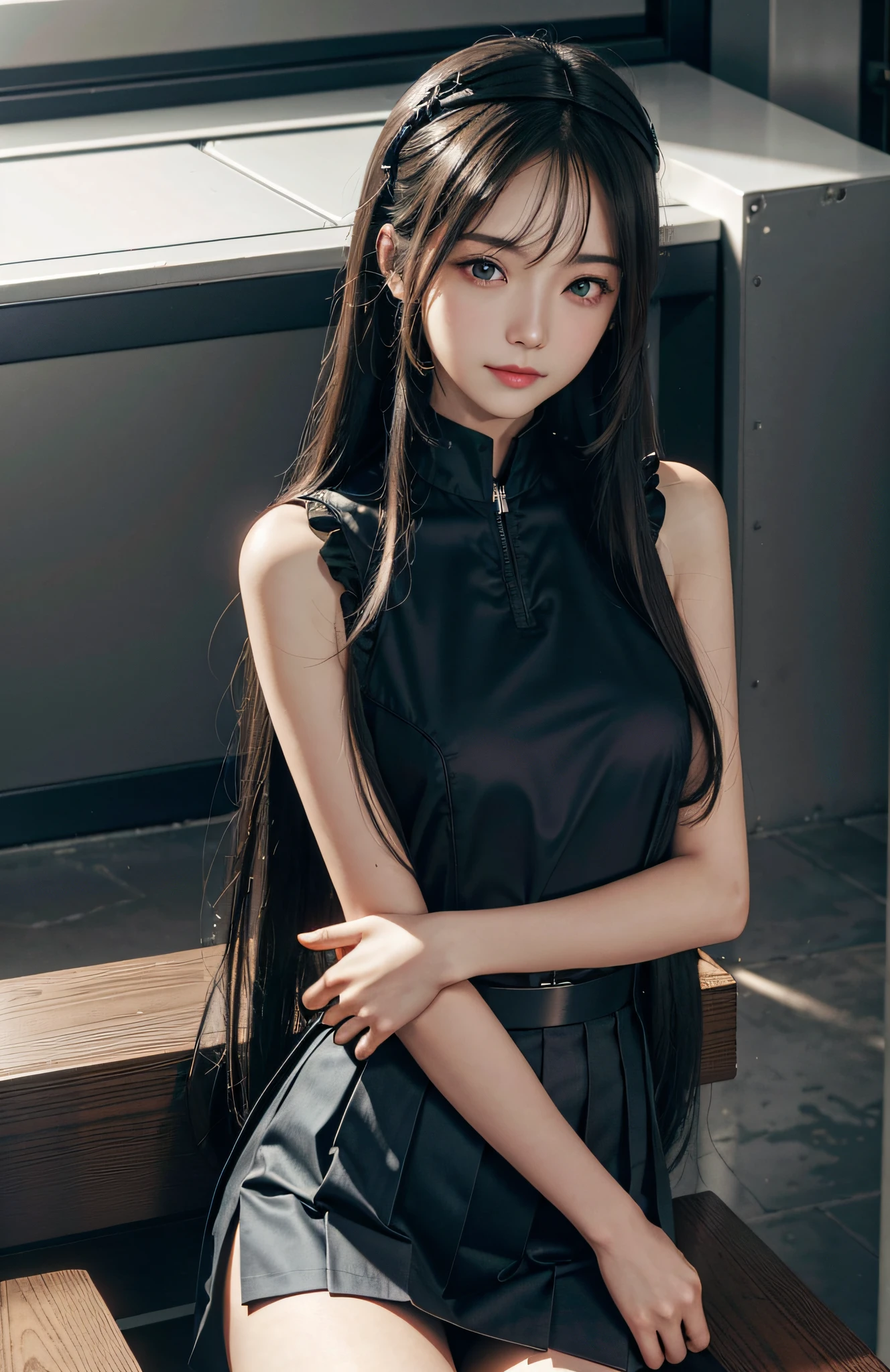 tmasterpiece, 1 beutiful girl, Detailed eyes, Swollen eyes, Best quality at best, 超A high resolution, (Realistis: 1.4), RAW photogr, cinmatic lighting, ssmile, jpn, a asian beauty, Korea, Ren, Super beautiful, Small young face, Beautiful skins, busty figure, cyber punk perssonage(hyper realisitc), (illustratio), (A high resolution), (8K), (The is very detailed), (Most Best Illustration), (ultra-detailliert), (the wallpaper), (详细的脸), audience looking, finely detailled, deep shading, low tune, pureerosfaceace_V1, ssmile, long whitr hair, hair straight, 46-point diagonal bangs,(prengant:1.05),((full bodyesbian:1.4)),school uniform,