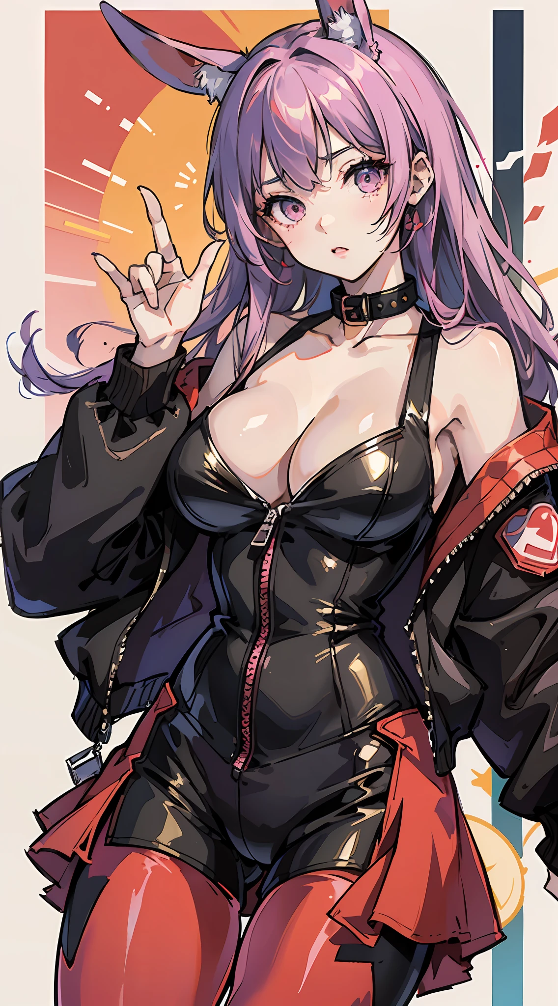 ((Little sister)), realisticlying, best qualtiy, (((((Expose cleavage: 1.5)))), ((Collar)), (hot pant)))), (rabbitears)))), full bodyesbian, (Open hot pants zipper), (20 yrs), ((Pink tights: 1.5)), (Large breasts: 1.9)))), (Raised : 1.8))))), (((((Open legs: 1.8)