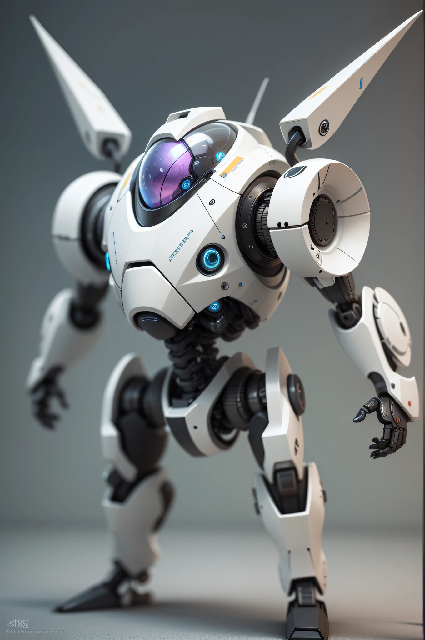 3D model of robot with clear textures,Cool look,Full of technology,The background is minimalist,Rendering needs the best,Best quality 8k。