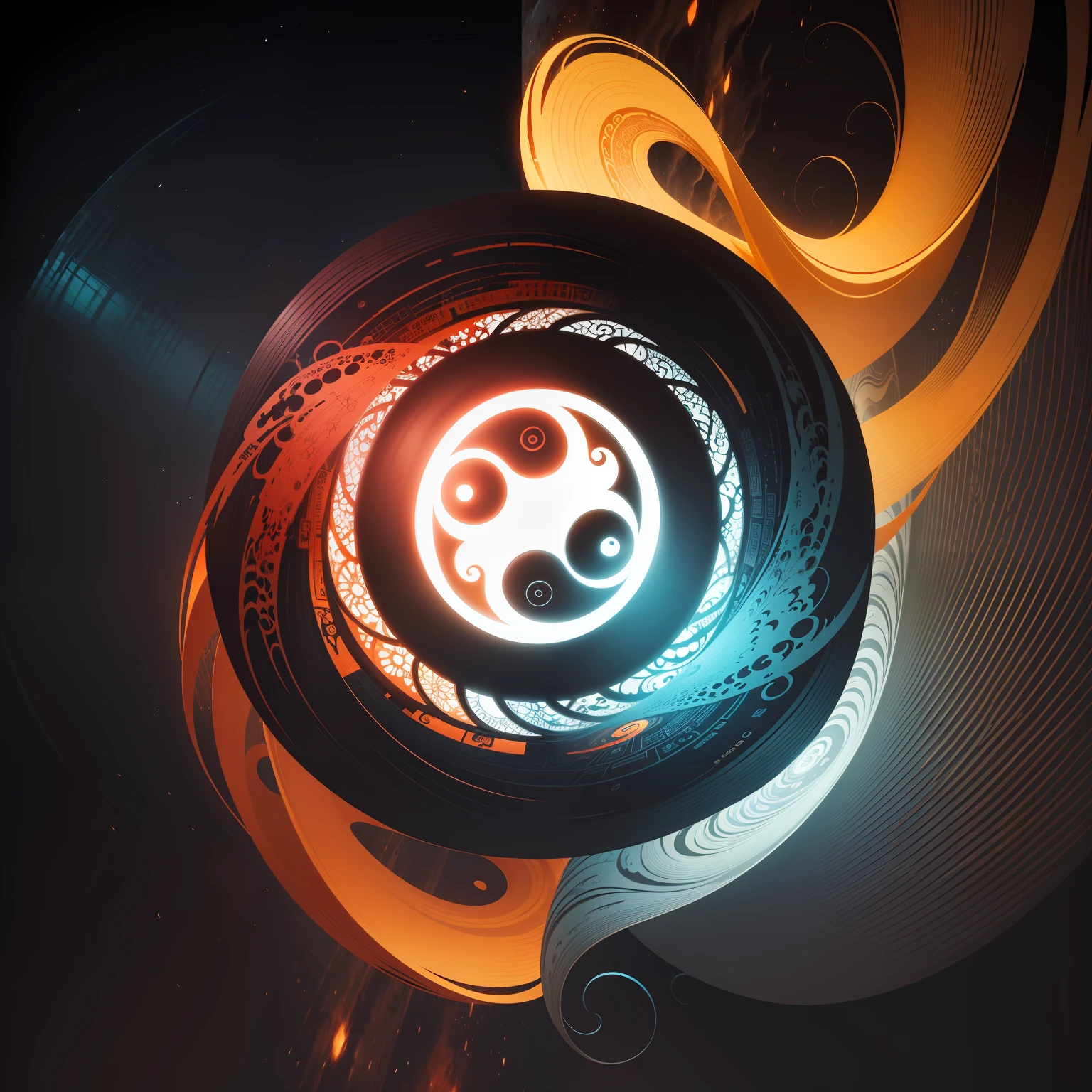 yin yang，Wagas，taichi， Taoism, 4k highly detailed digital art, duality, great digital art with details, harmony of swirly clouds, Beautiful artwork, inspired by Wu Wei, Beautiful depiction,Need，poles，Taijitu