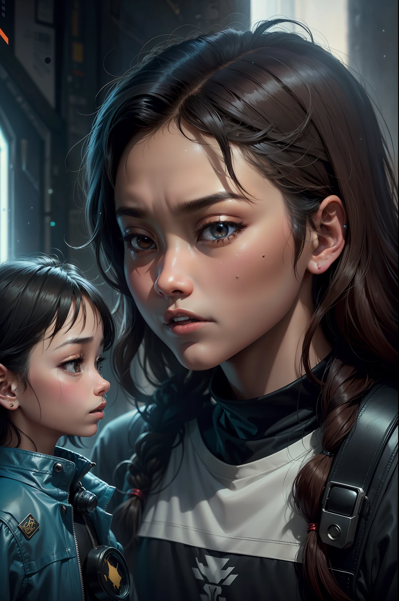 Making Children's Books, Comics, Action scene new planet Bizzare. Graphic Novels is rewarding, but very heavy on the artwork. This model will help you tell any of your stories visually. Let your imagination go wild If you need custom characters that are consistent throughout a story, you can hire me to make one for you. New heroes. 4k rezolutin, an Asian boy who is fat with small but long eyes, Brown curly hair, short nose and small mouse is making conservation with another face-ambiguous woman whose face is galaxy and universe. They are talking to each other and thinking about others words. Use more bright colour. Scenario is cyberpunk, but the air style of the picture is realistic.