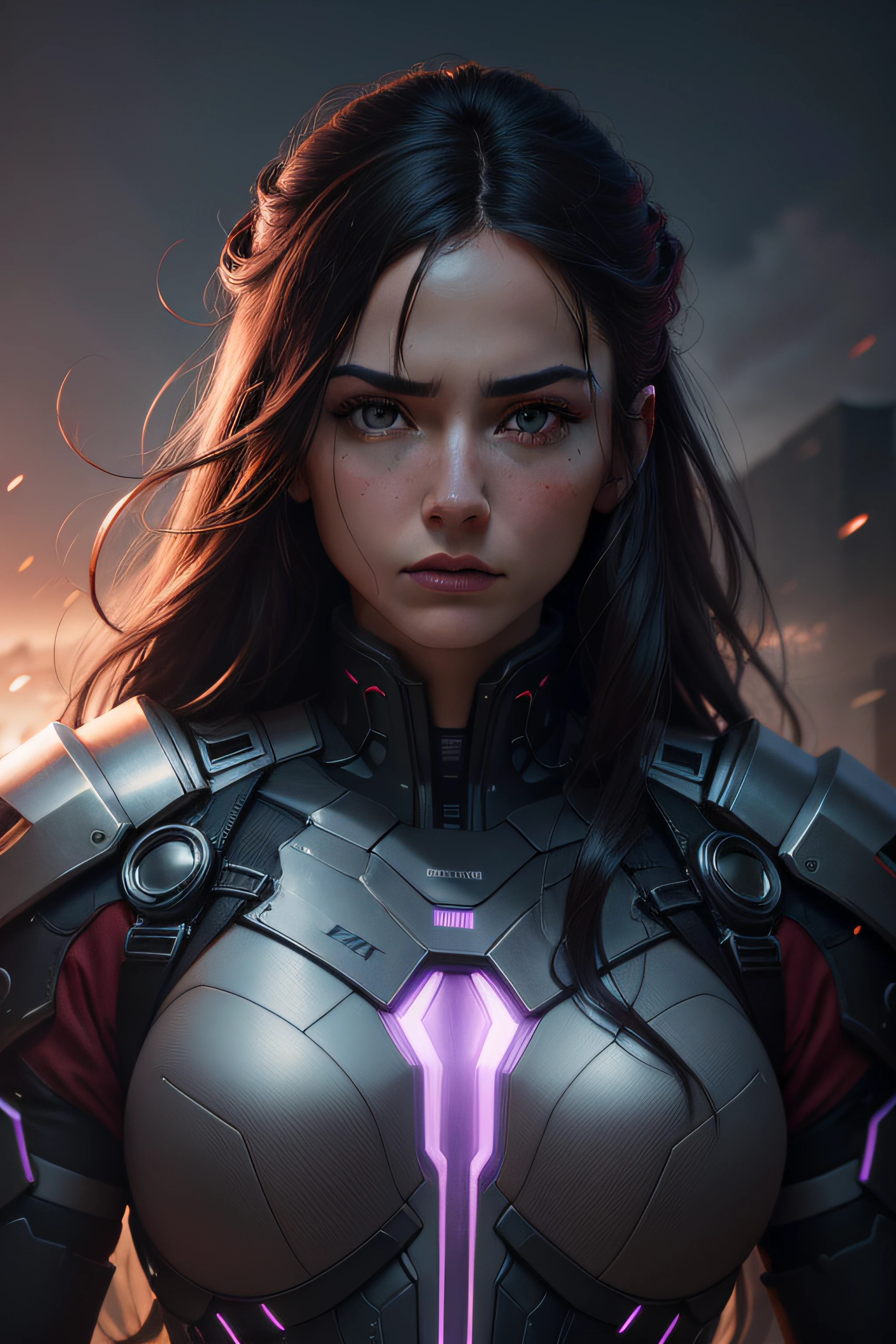 Futuristic cybernetic Cyborg ,circunstanciado,Realistic, Fechar Tiro : : 3 5 mm, realismo, octan render, 8 mil, exploration, cinemactic, trending on ArtStation, Realistic, 3 5 mm camera, Motor irreal, hiper detalhado, photo – realistic maximum detail, purple and red volumetric light, moody cinematic epic concept art, pintura fosca realista, hiper fotorrealista, arte conceitual, volumetric light, cinematic epic, octan render, 8 mil, corona render, arte conceitual do filme, octan render, 8 mil, corona render, cinemactic, trending on ArtStation, arte conceitual do filme, cinematic  composition, ultra – detailed, Realistic, hyper – realistic, purple and red volumetric illumination, 8 mil