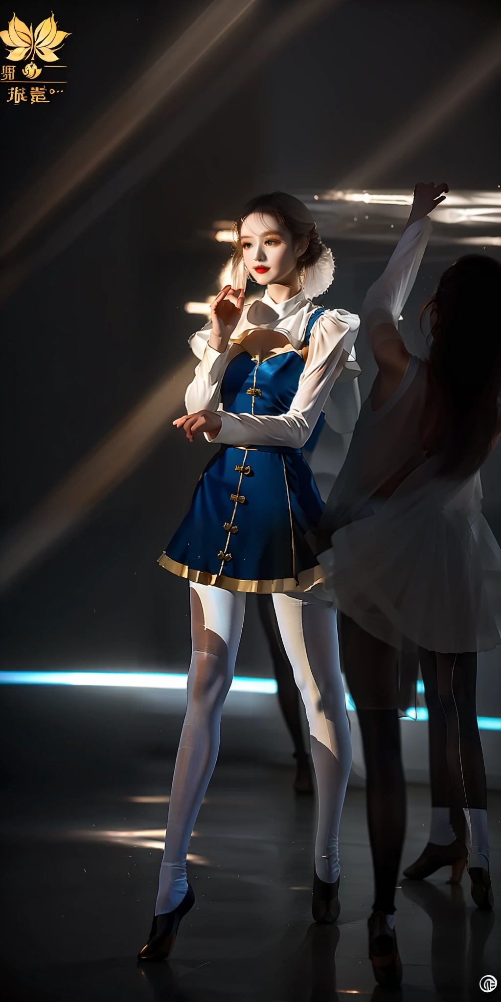 White dance pantyhose:the soft light,Delicate texture,Silky touch,Thin waist calves,Slender posture,Enchanting dance,Smooth dance,Comfortable to wear,Elegant temperament。