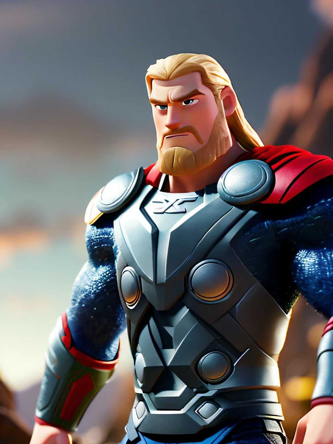 Thor, (estilo pixar) (obra maestra: 1.2) (Bokeh) (La mejor calidad) (Cuero detallado) (Textura detallada) (8k) (claymation) (cinematography lighting) (foco nítido)