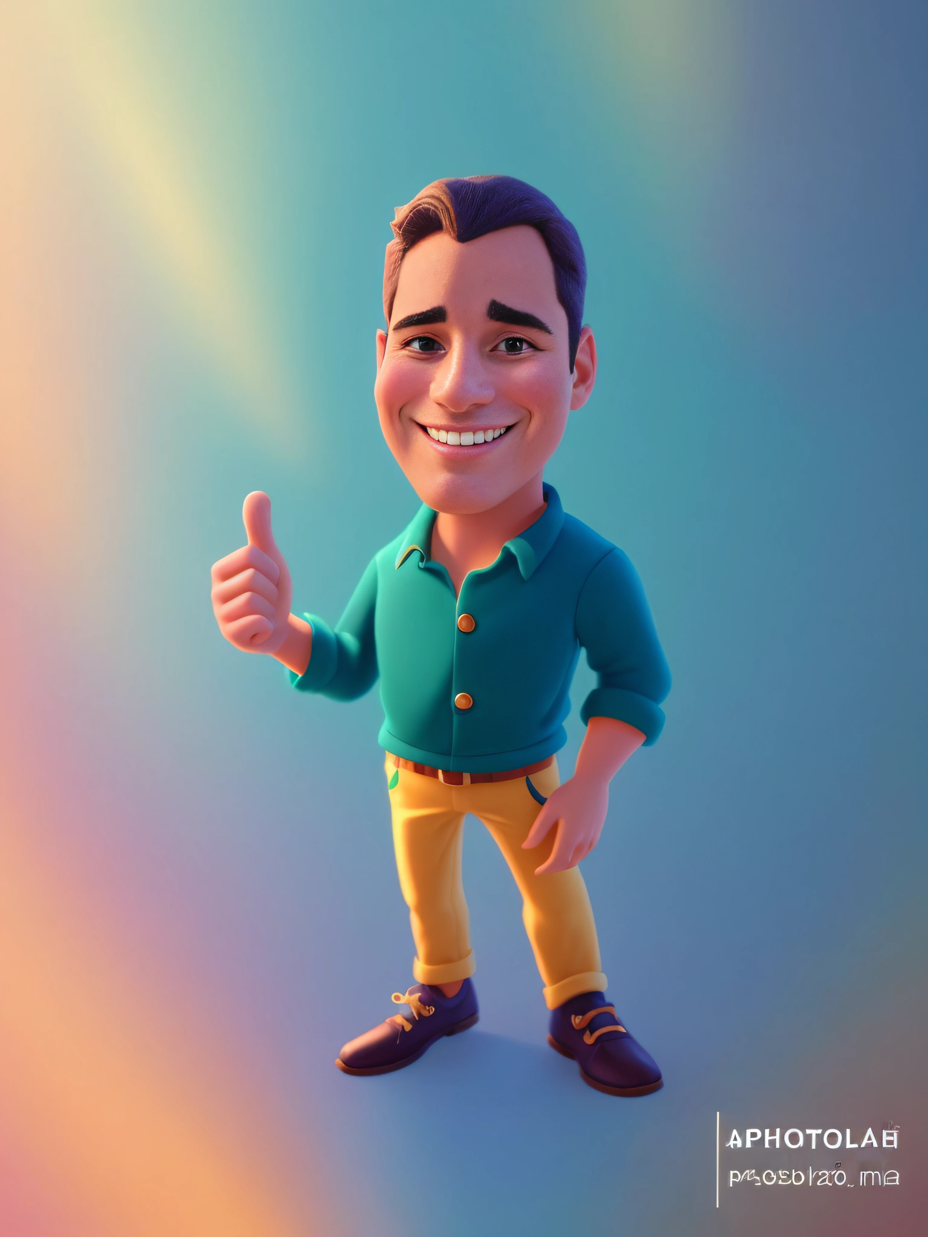 personagem dos desenhos animados de um homem com um polegar para cima, Personagem 3D, Personagem 3D, Caractere estilizado, arte dos desenhos animados, 3 d render stylized, 3 d character render, animation style rendering, para alugar artista 3d, 3D estilizado, Personagem 3d realista, 3d rendering stylized, Cartoon style illustration, Arnold Maya render, pintura digital dos desenhos animados
