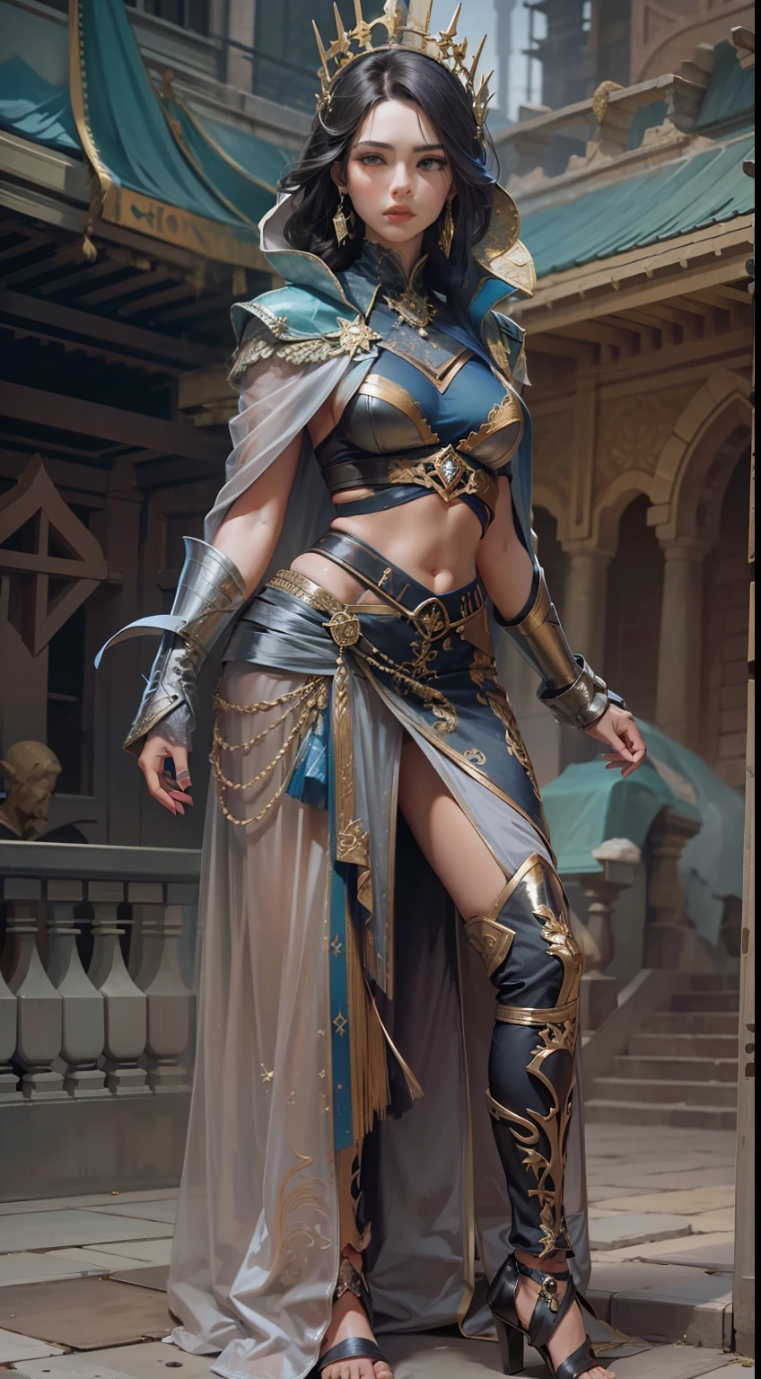 Beautiful woman in insanely intricate Storm Sorcerer Outfit