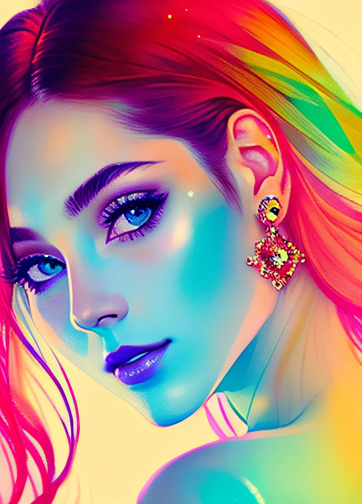 Beautuful Women、Bright design、PastelColors、Ink dripping、autumn lights、shinny skin