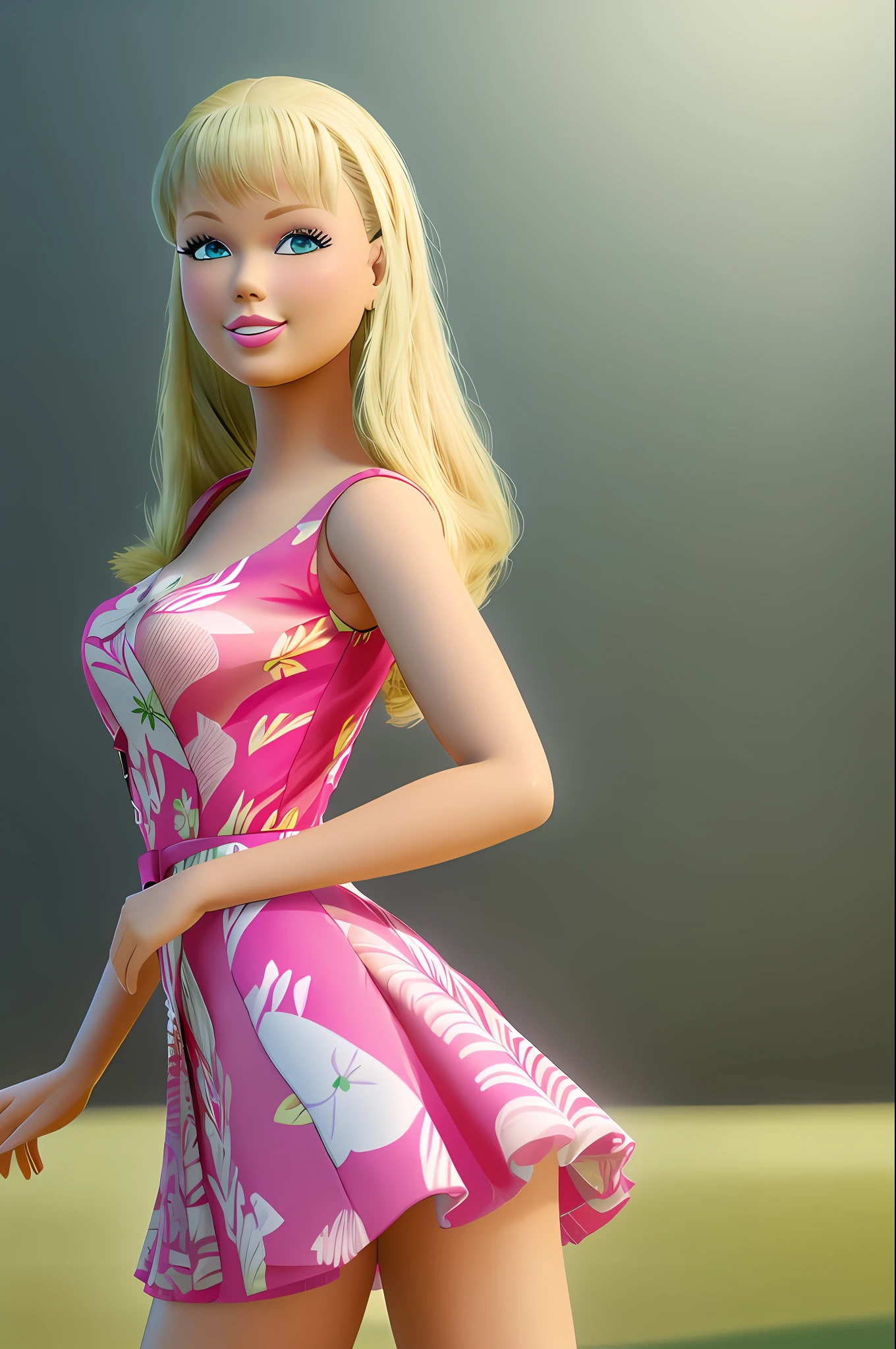 (masterpiece, best quality), highres, (8k, RAW photo, highest quality), (Taylor Swift as Barbie), (Taylor Swift faces:1.2), Taylor Swift, (blonde hair) , ultra-realistic, 3d, centered, (TS_Barbie), mid shot, (full body:1.2), a cartoon girl in PINK dress in the style of pixar, (perfect lighting and composition:1),soft lighting, (high detail, 8K resolution:1), hdr:0.7, detailed face, perfect, (dynamic), pose, (high quality:1.2), plastic skin, ((shiny:1.3)), smile, (depth of field:0.8), 50mm, film grain:0.7, fujifilmXT3, focus face, (sad:1.2), looking at viewer, detailed eyes, detailed face, floating particles, beautiful, light makeup, lipstick, (thick waist and thighs:0.6), amazing composition